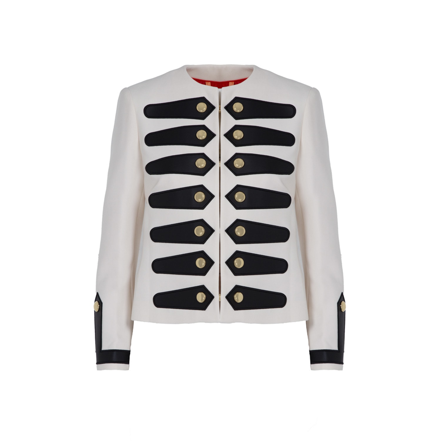 The Extreme Collection Women's White Ecru Crepe Blazer With Golden Buttons Kyomi In White