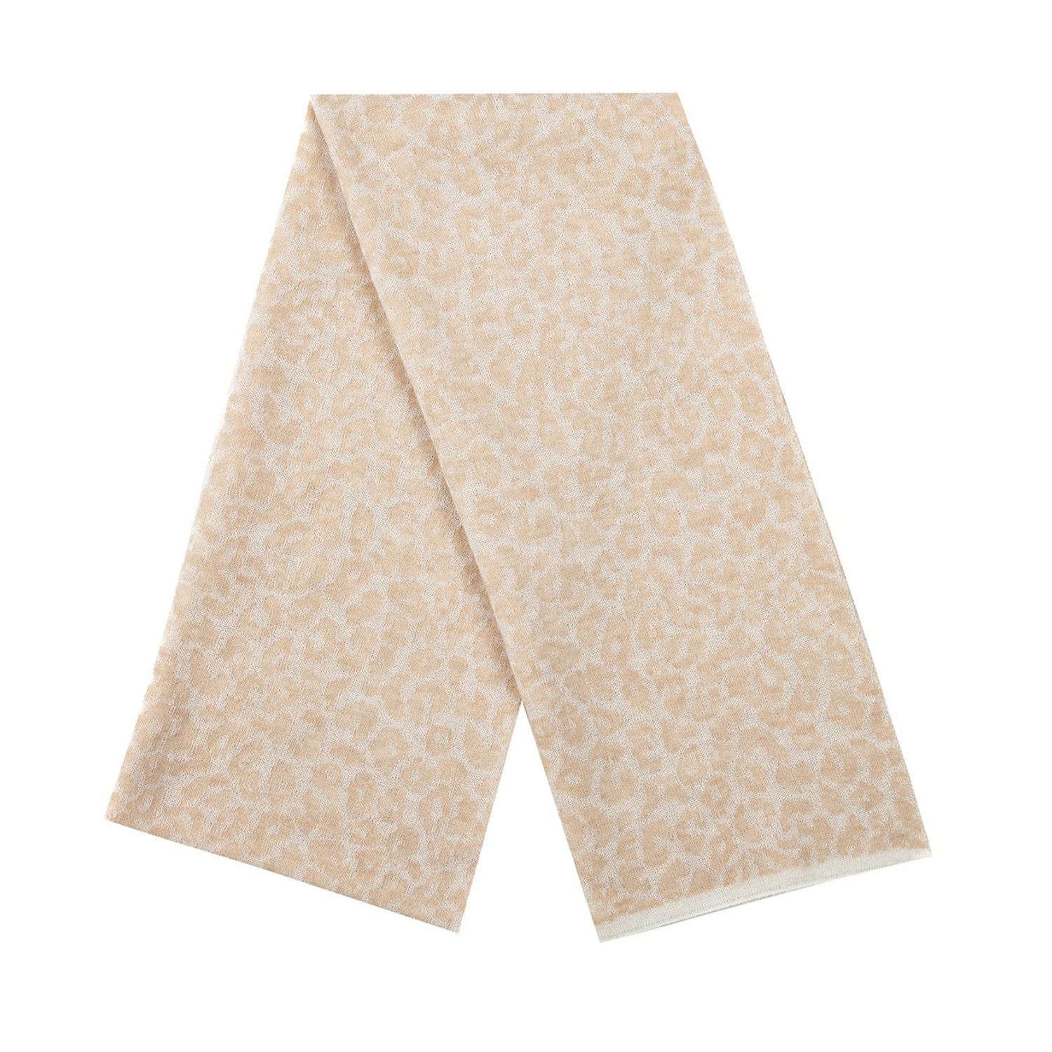 Mohair&angora White Mohair Women Shawl Leopard Ecru-beige