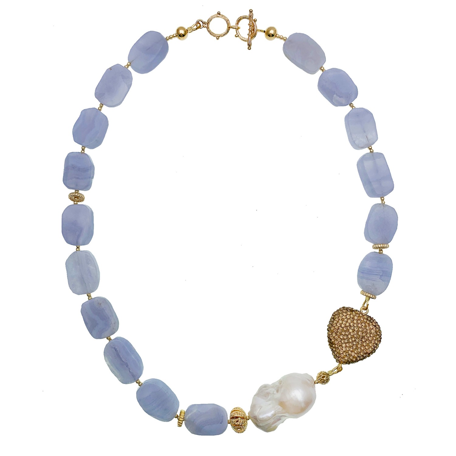 Women’s Blue Lace Agate Heart Charm Short Necklace Farra