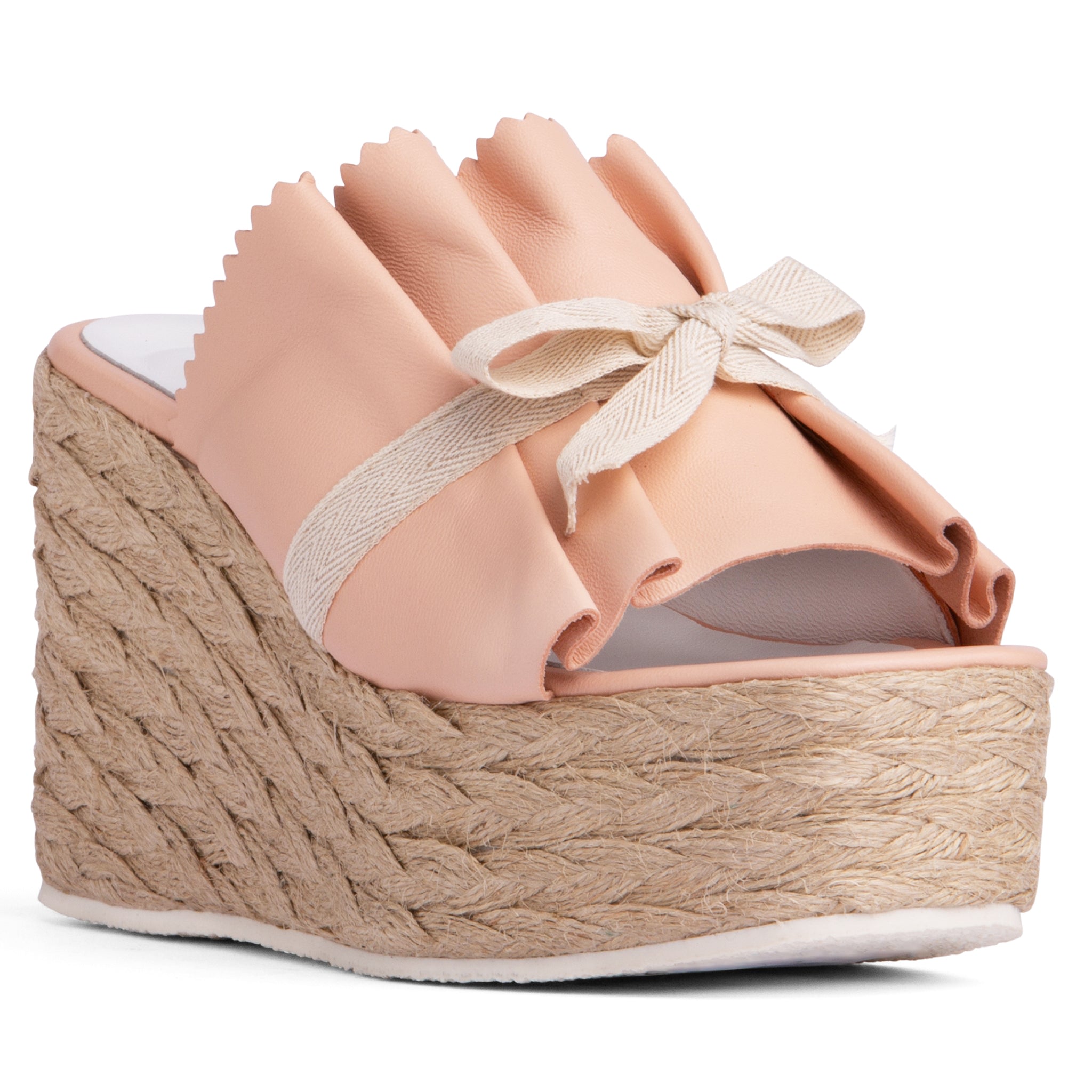 Beautiisoles By Robyn Shreiber Made In Italy Women's Neutrals / Pink / Purple Noelle Baby Pink Espadrille Platform Wedge Slide Comfortable & Sexy In Pink/purple