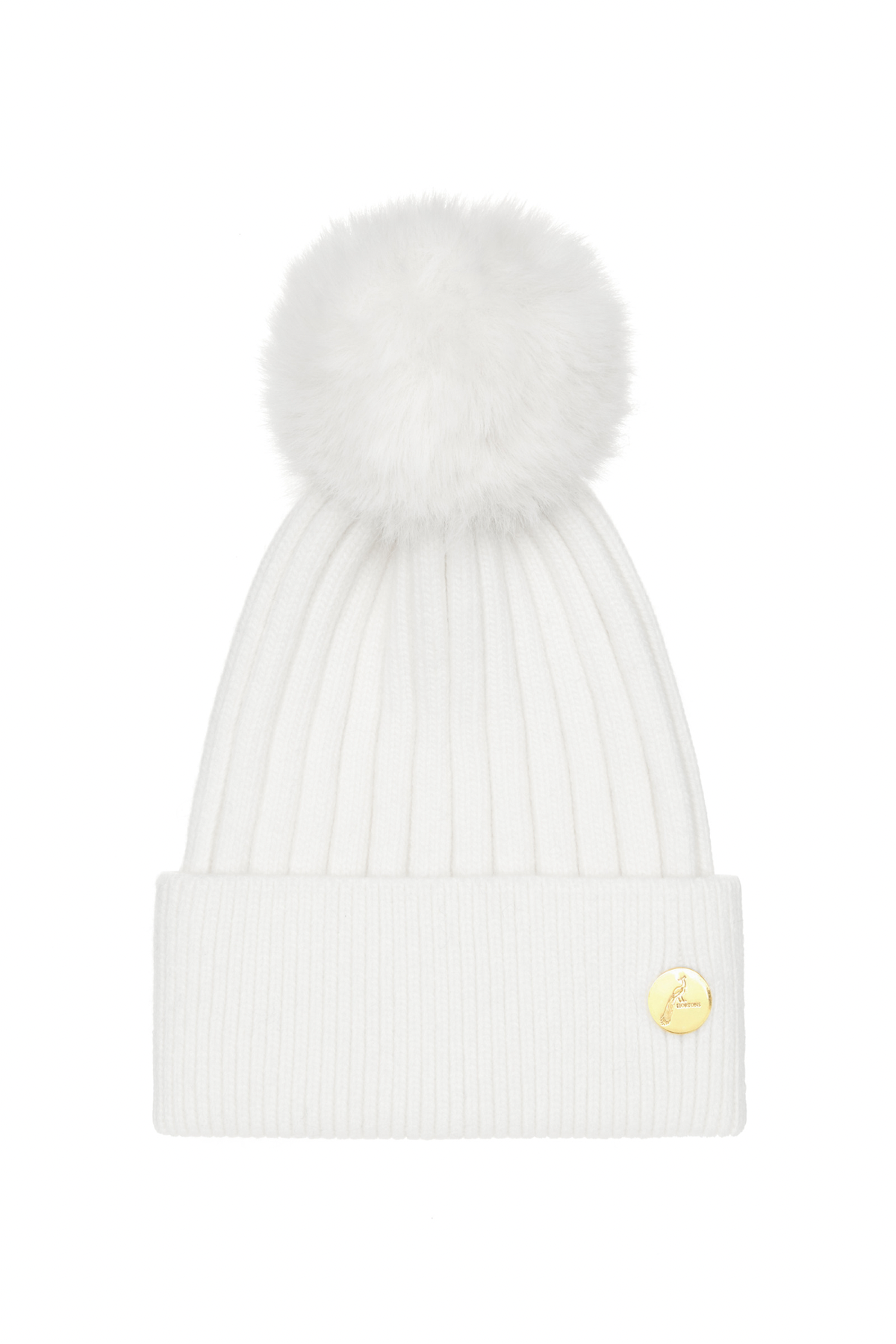 Meribel Cashmere Pom Pom Hat - White/White | Hortons England  display picture 2