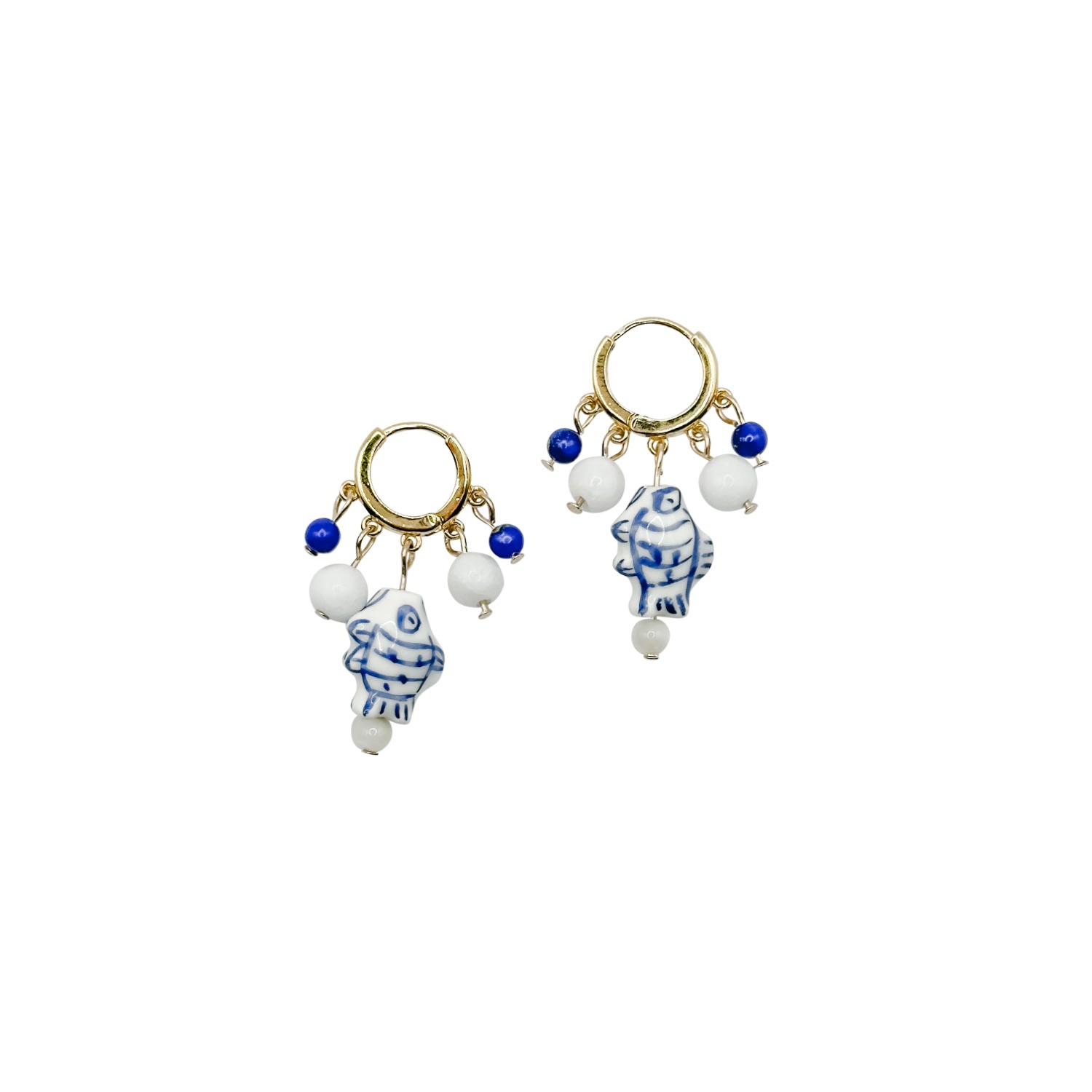 Women’s Blue Mykonos Beaded Charm Hoops Babaloo Jewelry