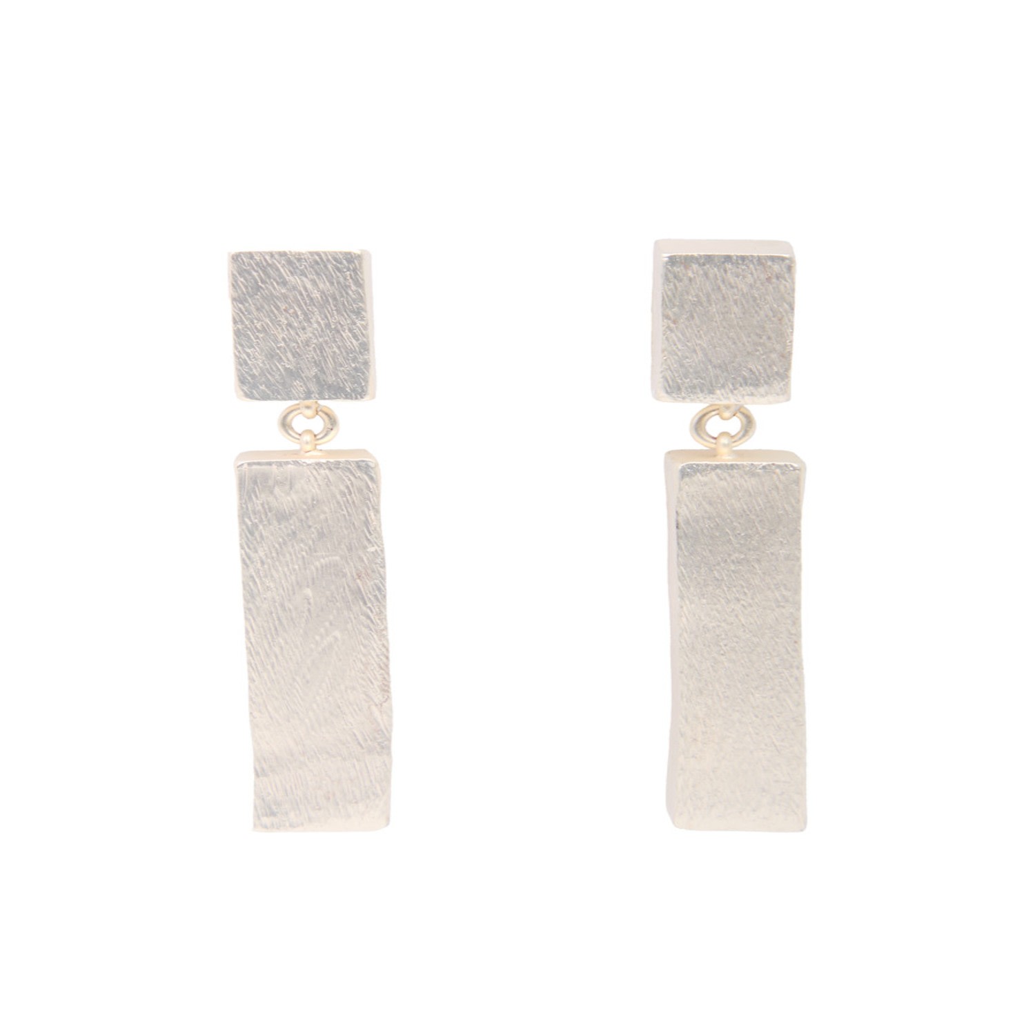 Saachi Women's Duo Rectangle Metal Silver Earrings In Brown