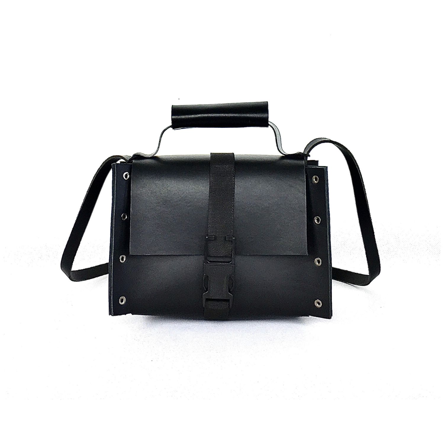 Women’s Female Black Leather City Bag Vicky One Size Mia Manu