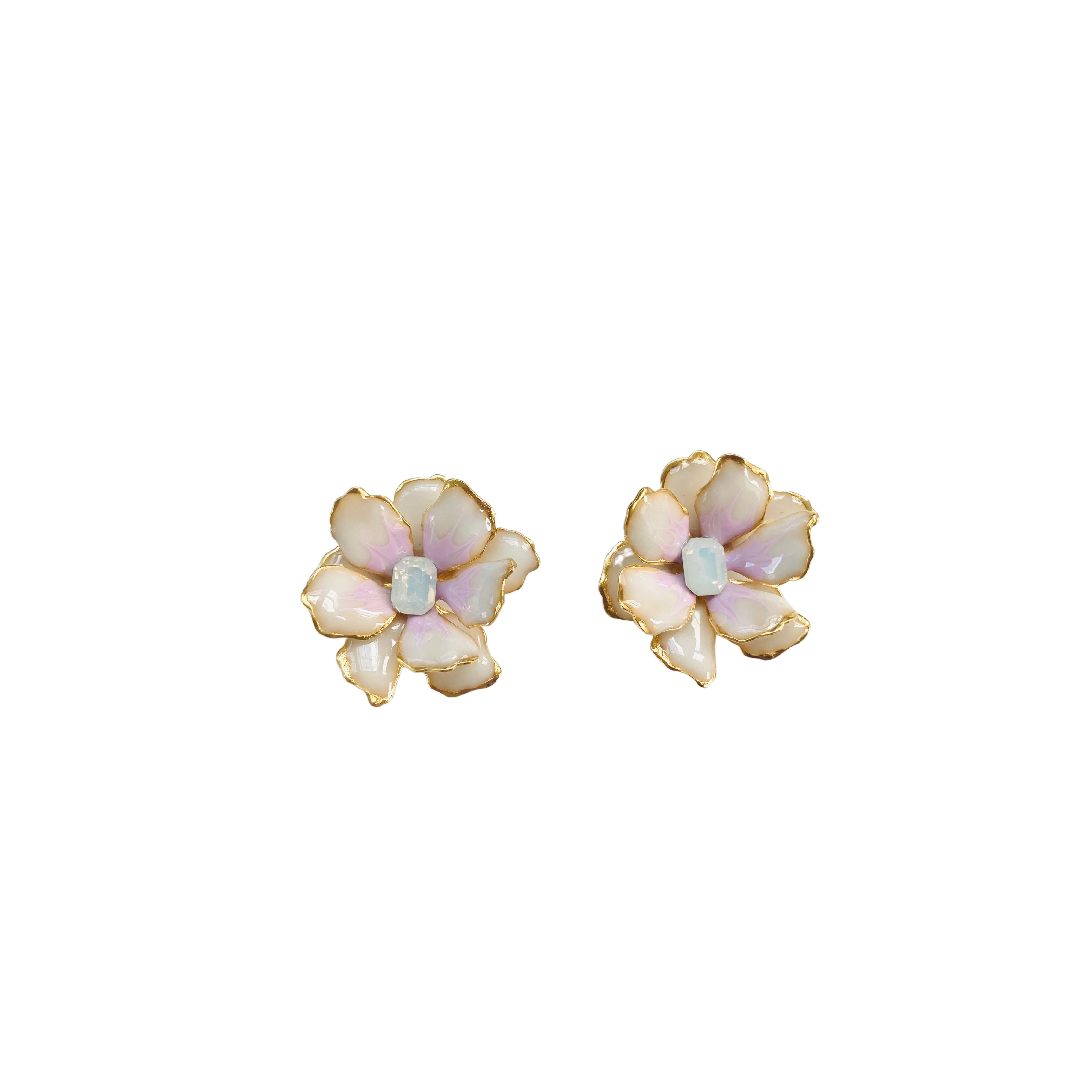 Women’s White Small Bone & Lavender Jewel Box Earrings The Pink Reef