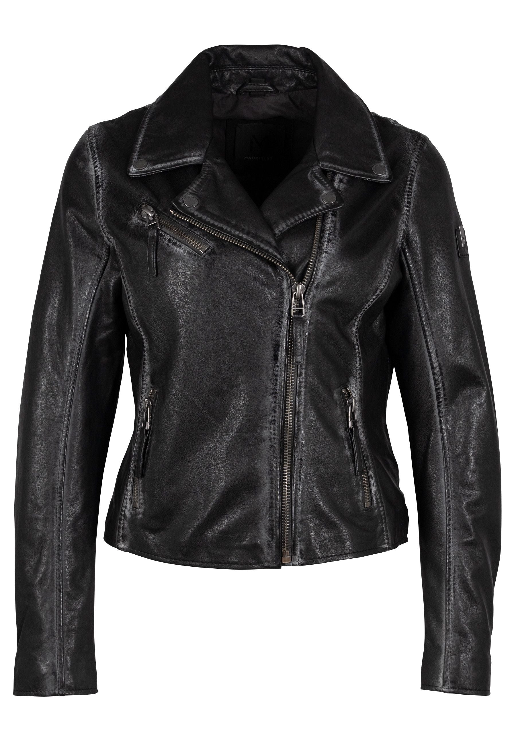 Mauritius Women's Black Christy Rf Star Detail Leather Jacket, Night Sky In Black