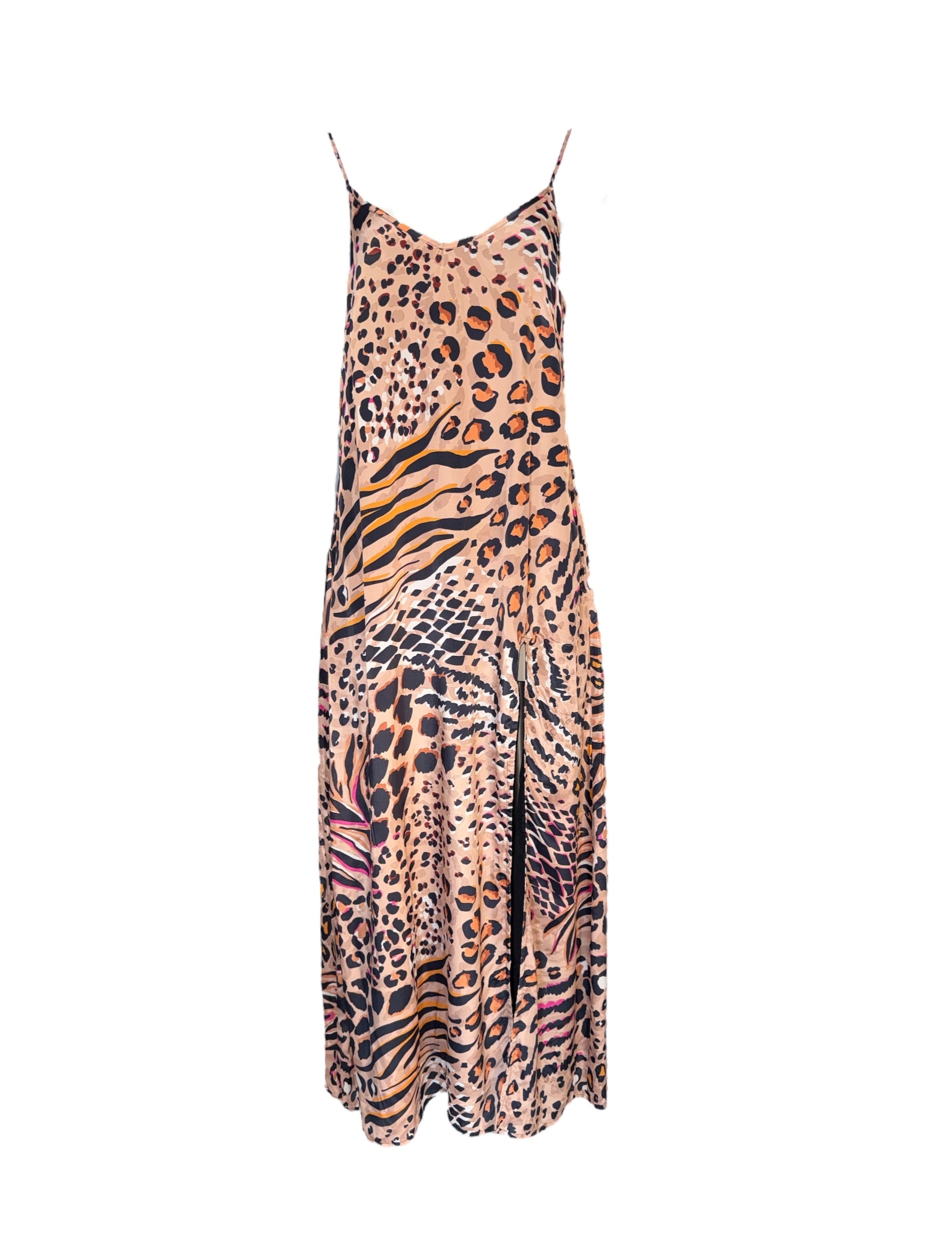 Any Old Iron Women's Neutrals / Orange / Pink Neutral Animal Long Dress In Orange/pink