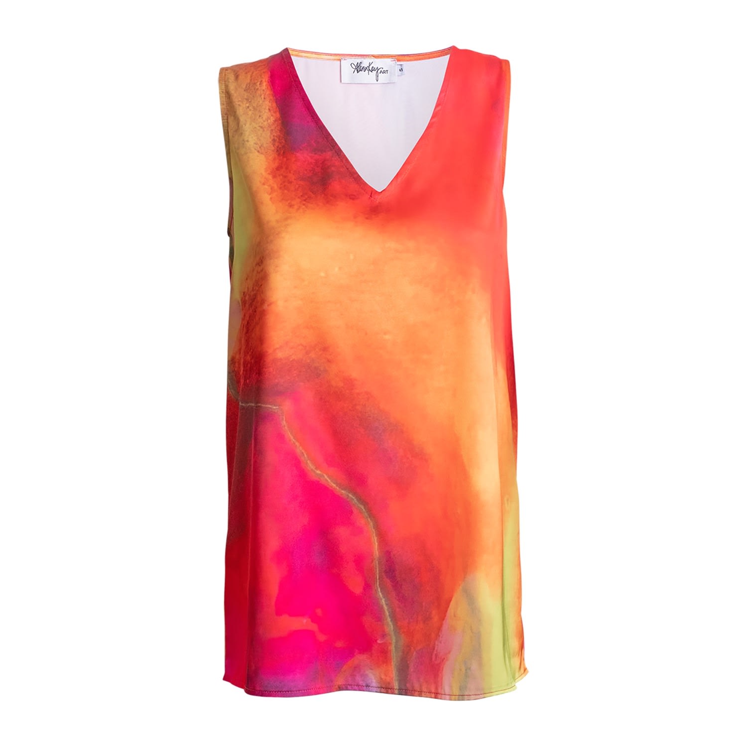 Alanakayart Women's Yellow / Orange Katie Sleeveless V-neck Blouse - Yellow & Orange In Yellow/orange