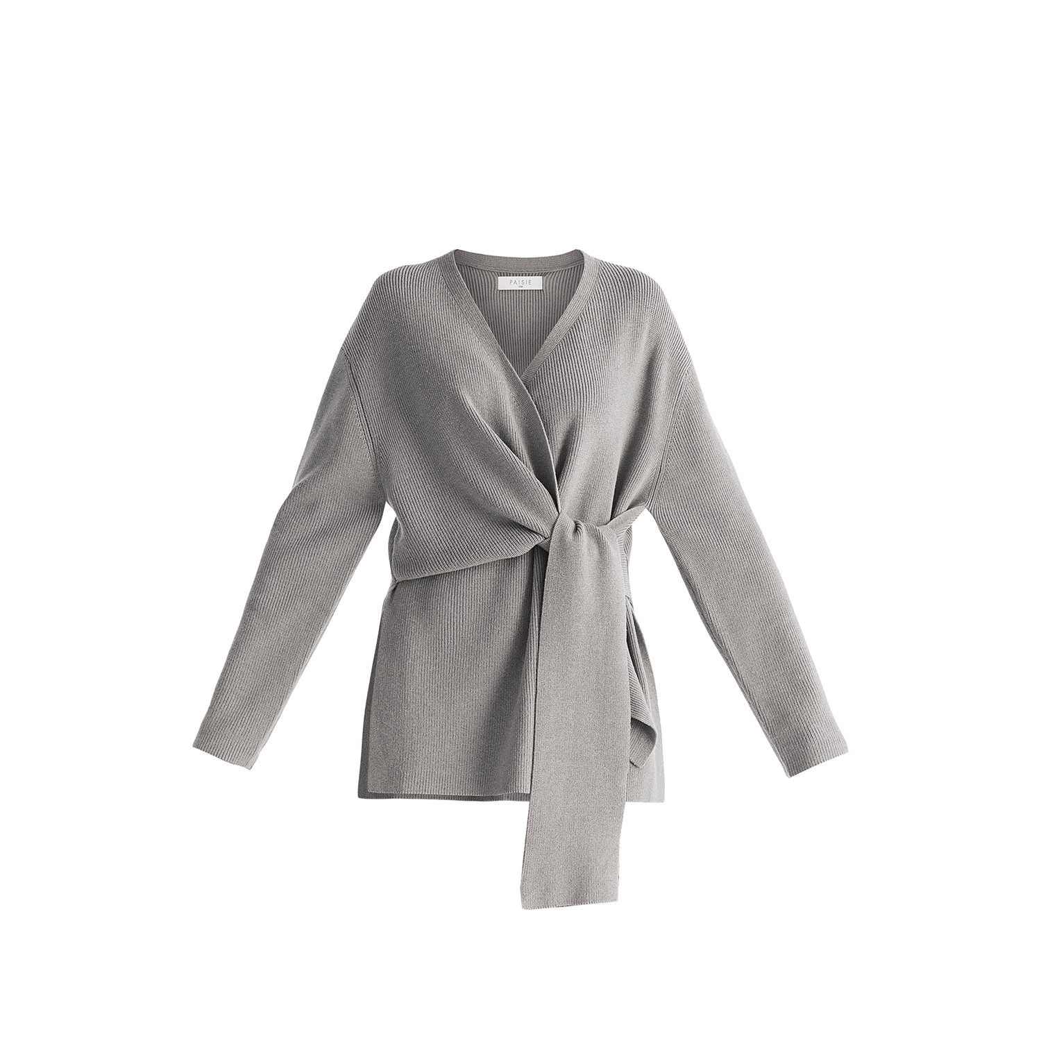 Paisie Women's Wrap Side Tie Knit Jumper In Grey In Grey