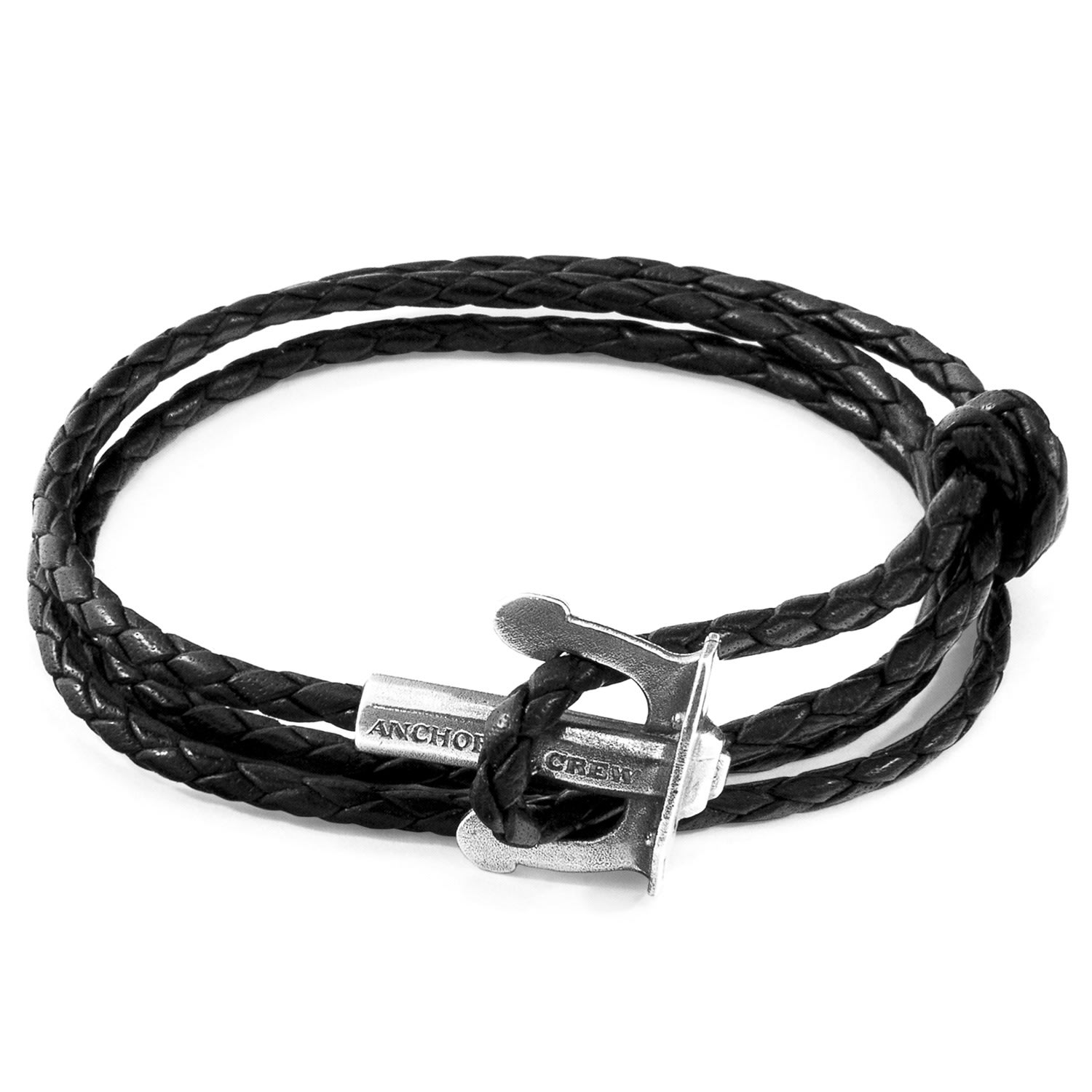 Men’s Black / Silver Coal Black Union Anchor Silver & Braided Leather Bracelet Anchor & Crew