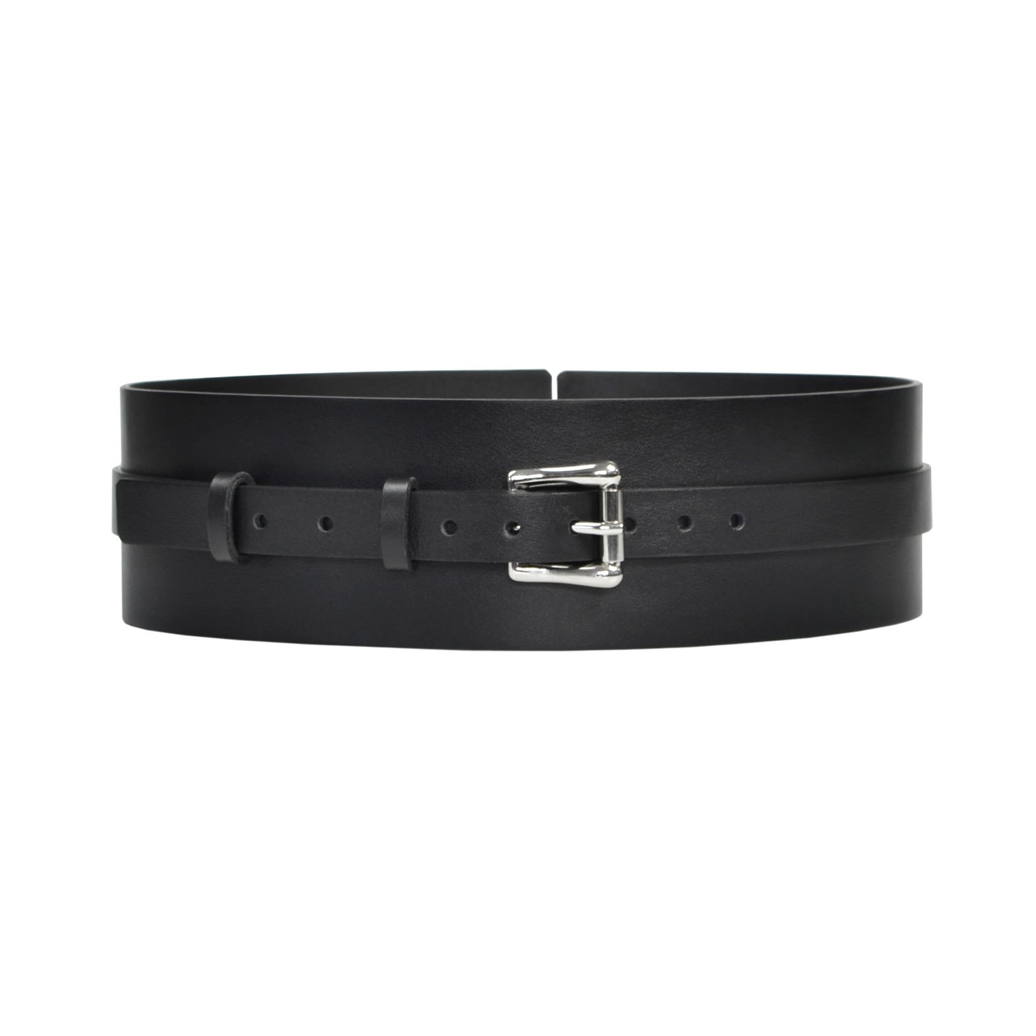 Women’s Black Athea Wide Leather Belt Medium Haute Cuir