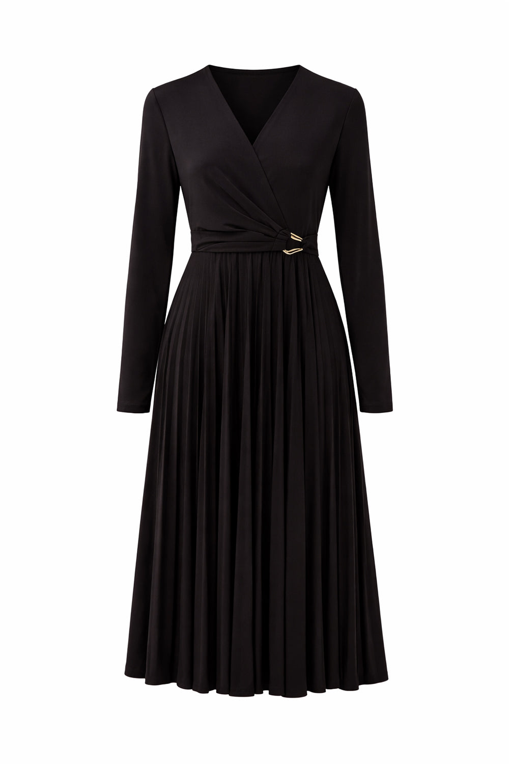 Exquise Regular Pleated Knit Midi Braeden Dress - Black