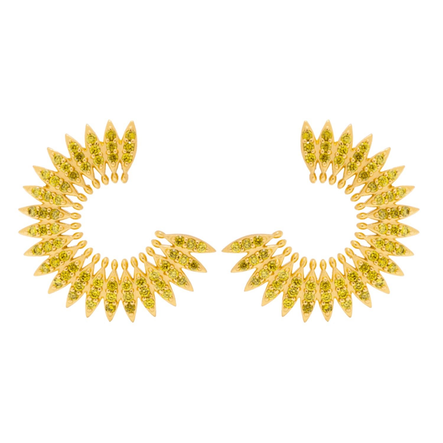 Women’s Green / Gold Green Goldplated Marrakech Earrings Lavani Jewels