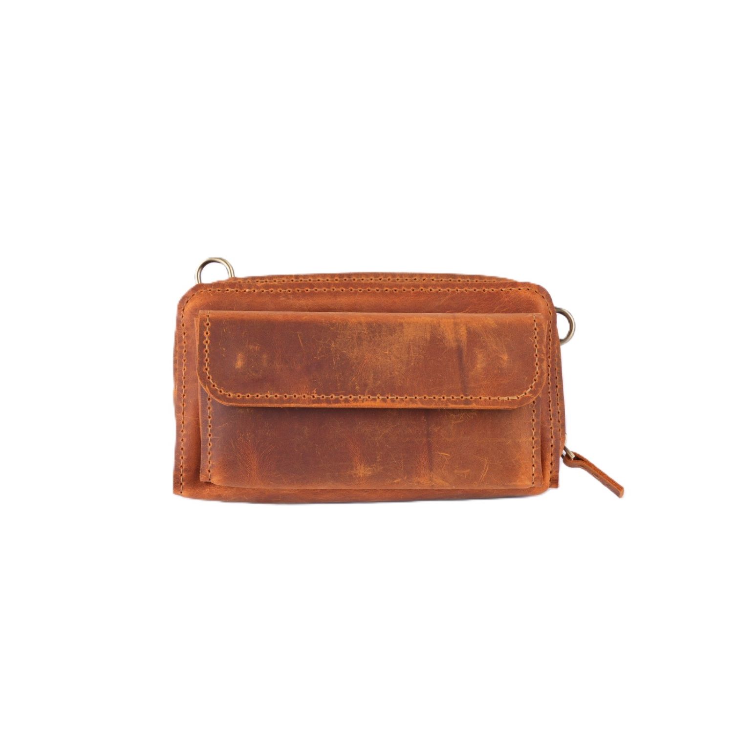 Springmoonatelier Women's Yellow / Brown Handmade Genuine Camel Leather Crossbody Bag In Multi