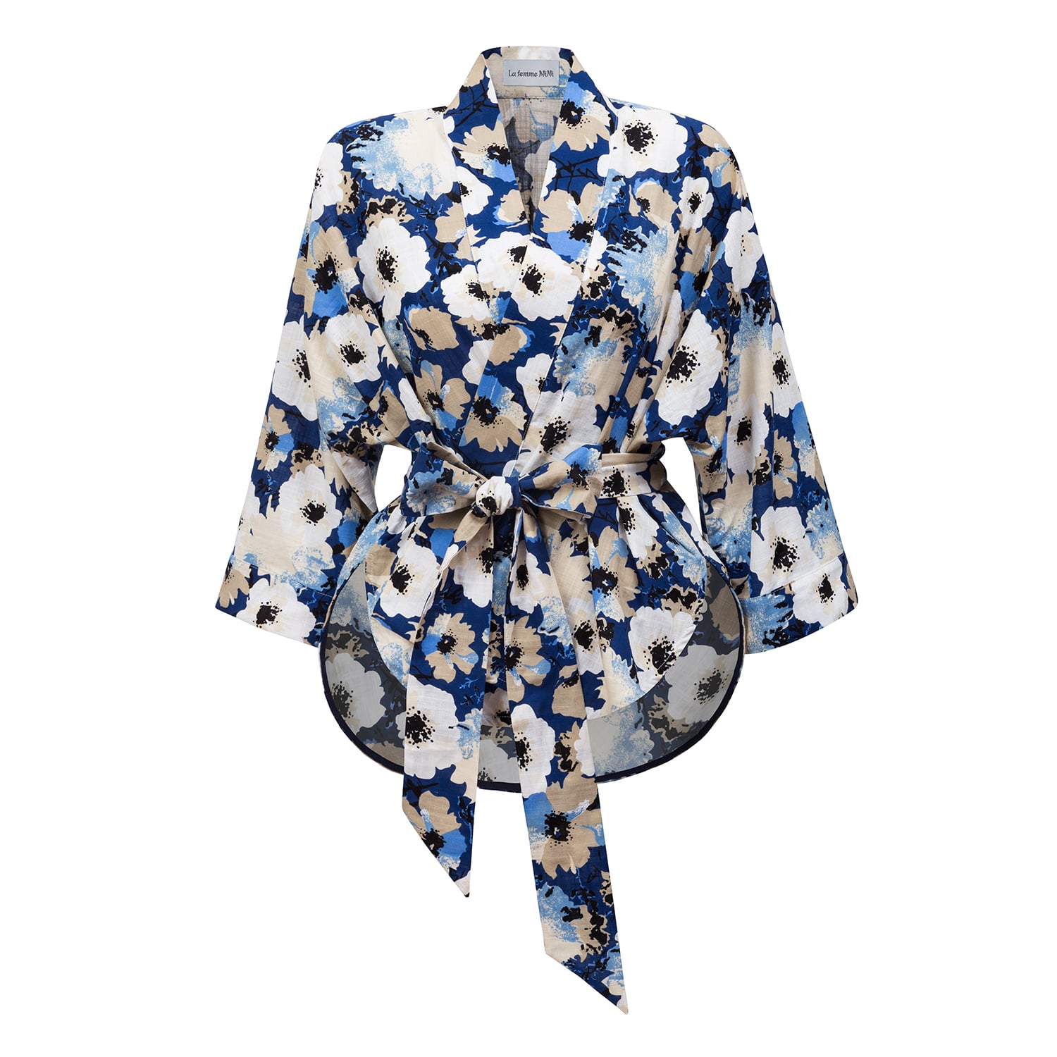 La Femme Mimi Women's Blue / White Meadow Kimono Blouse In Multi