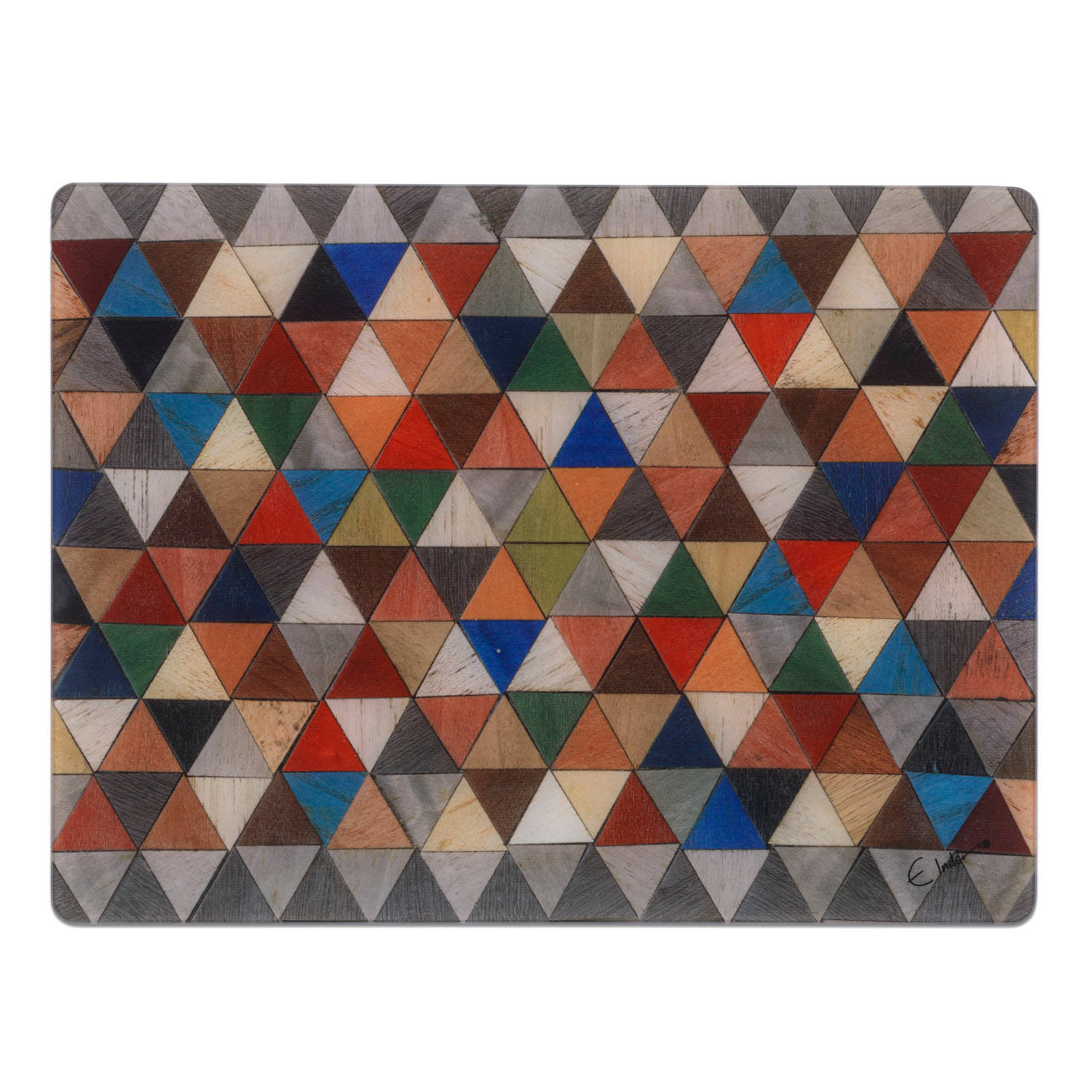E. Inder Designs Red / Green Chopping Board Toughened Smooth Recycled Glass. Harlequin Mosaic Design. Heat Resistant 
