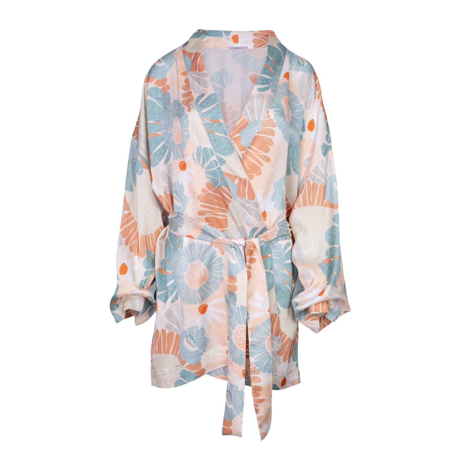 Oh!zuza Night&day Women's Yellow / Orange / Green Kimono Robe - Ecovero Satin In Yellow/orange/green