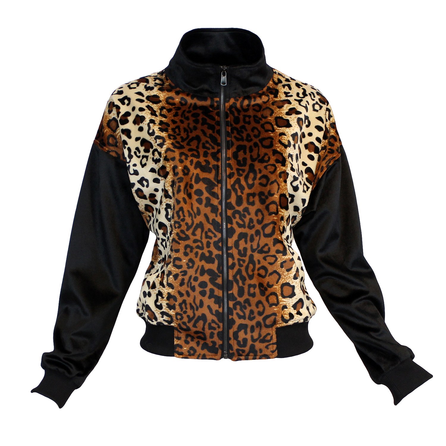 Lalipop Design Women's Black Leopard Print Bomber Jacket In Black
