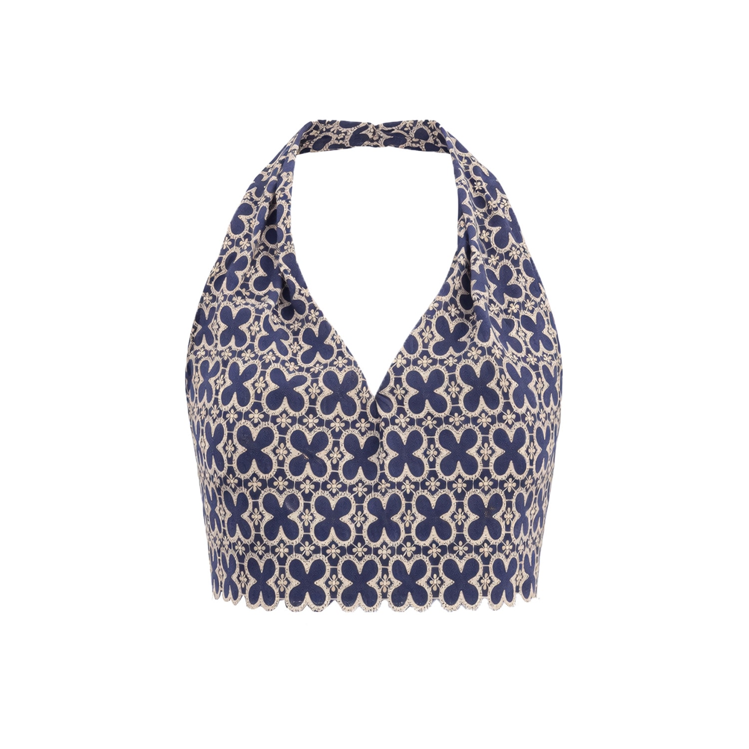 Women&rsquo;s Blue Violet - Embroidered Crop Top | Medium | Mavlo