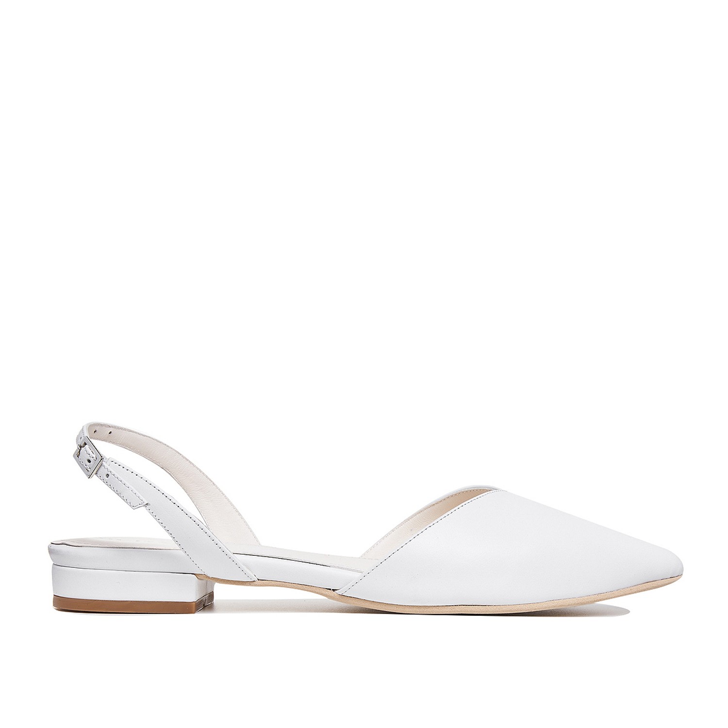 Women’s White Alice V-Cut Slingback Flats 2 Uk Ginissima