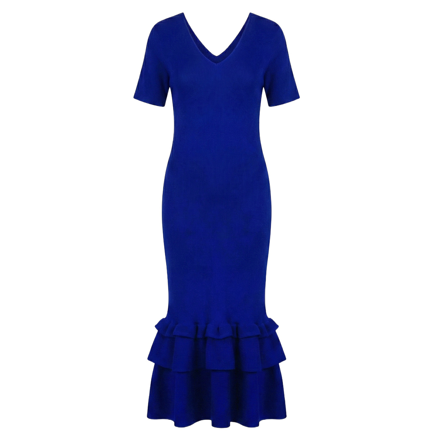 Cy Boutique Women's Full Pleated Ruffle Hem Maxi Dress In Royal Blue