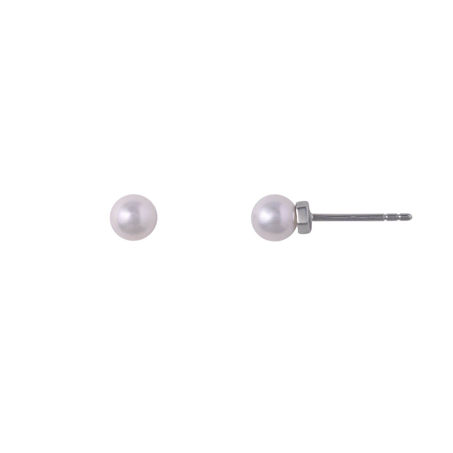 Women’s White / Silver Biwako Freshwater Pearl Earrings In Solid Gold Biwako Jewelry