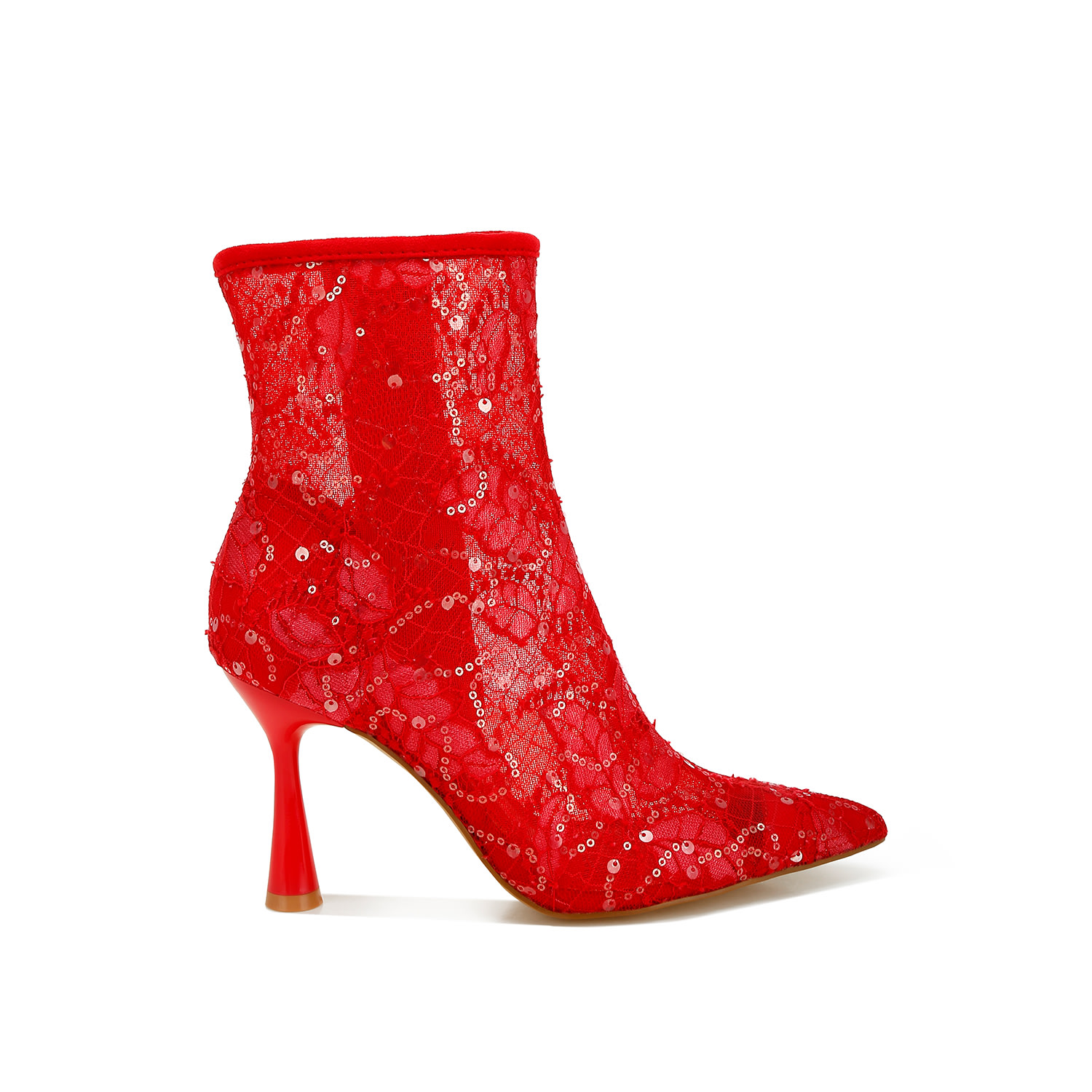 Rag & Co Women's Samia Sequin Lace Boots In Red By