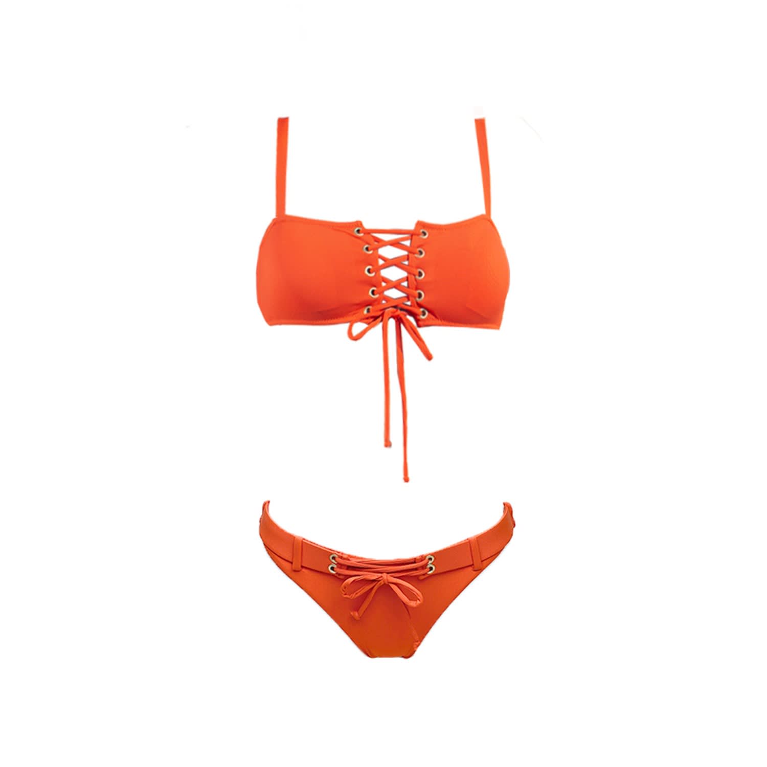 orange swimsuit two piece