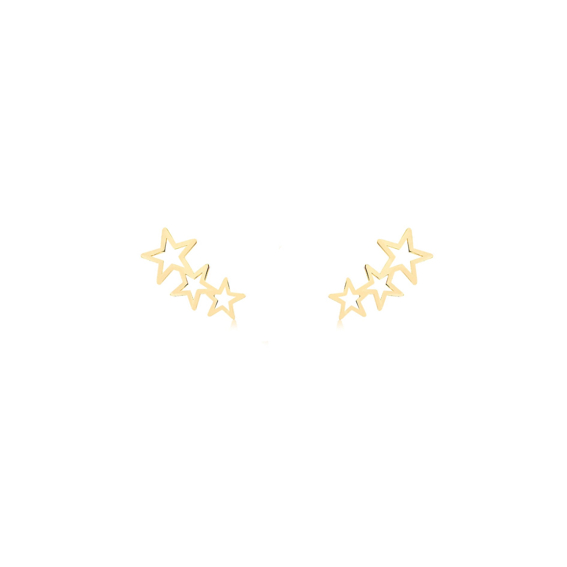 Women’s Gold Triple Star Hollow Stud Solio Jewellery