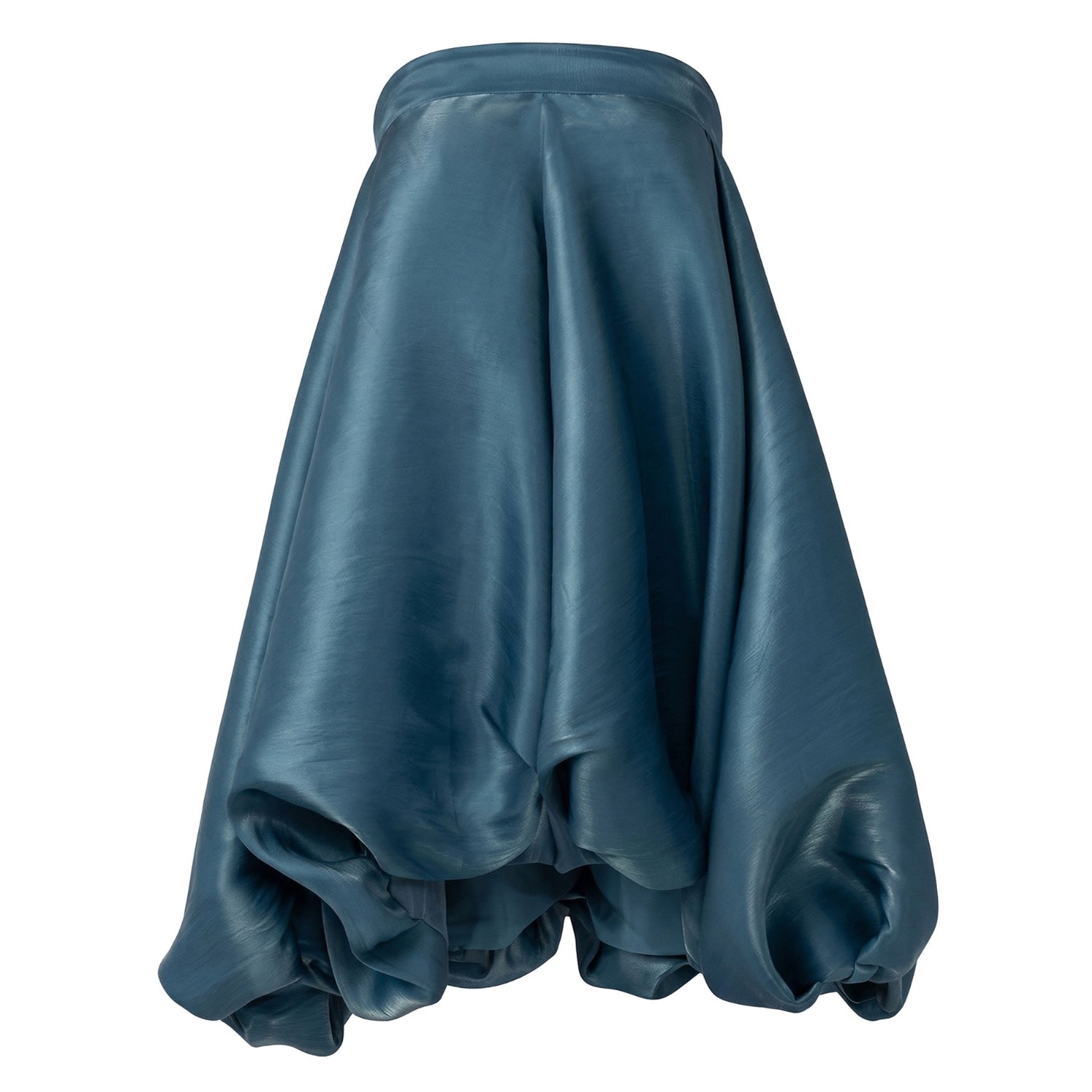 Women's Blue Teal Strapless Bubble Mini Dress - Silky Satin With Dupion Effect | Small | Kargede