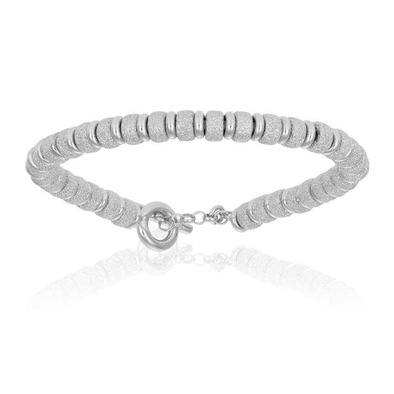 Men’s Silver White Gold Bracelet With White Gold Big Beads Unisex Double Bone Bracelets