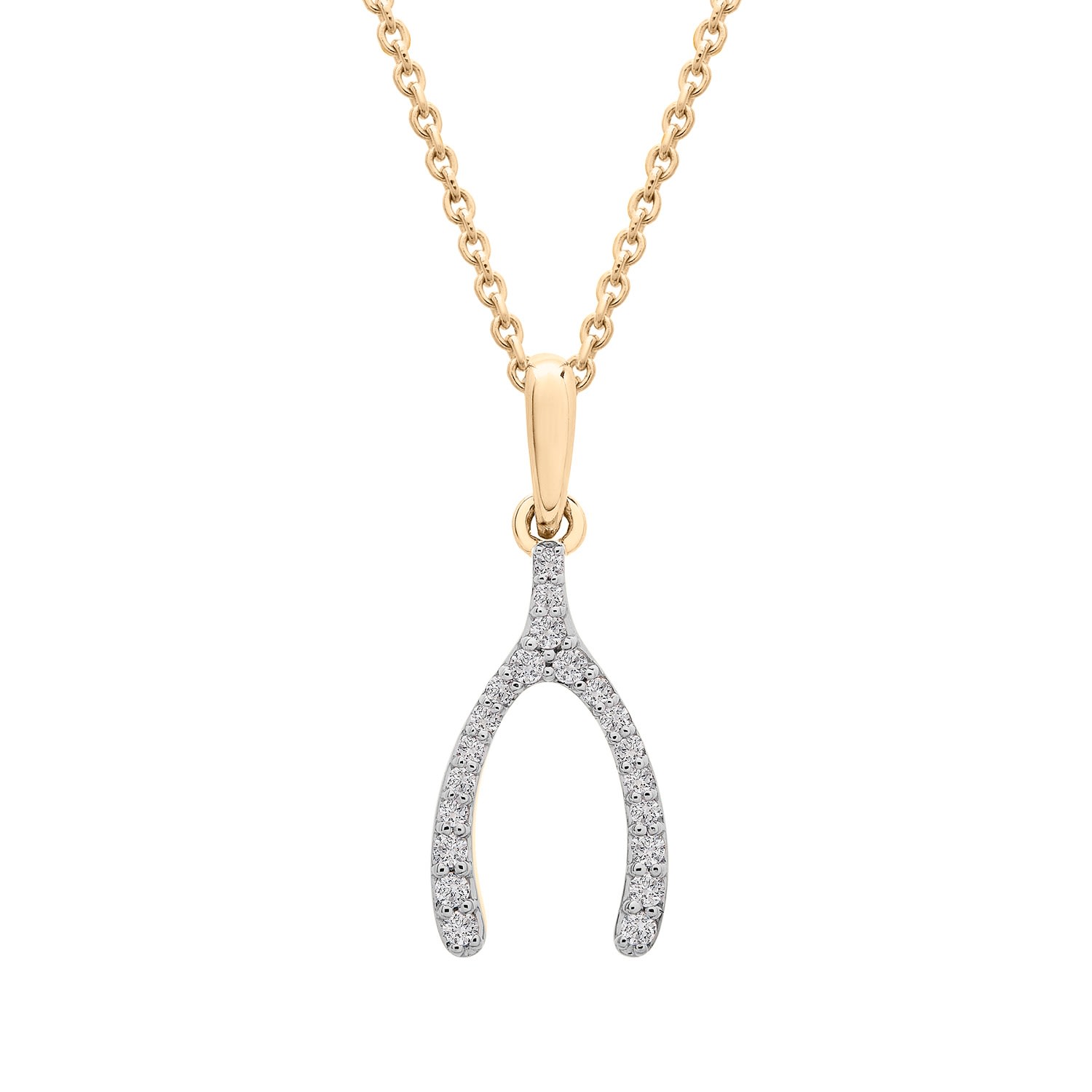 Women’s Gold Penny Diamond Wishbone Pendant Miki & Jane