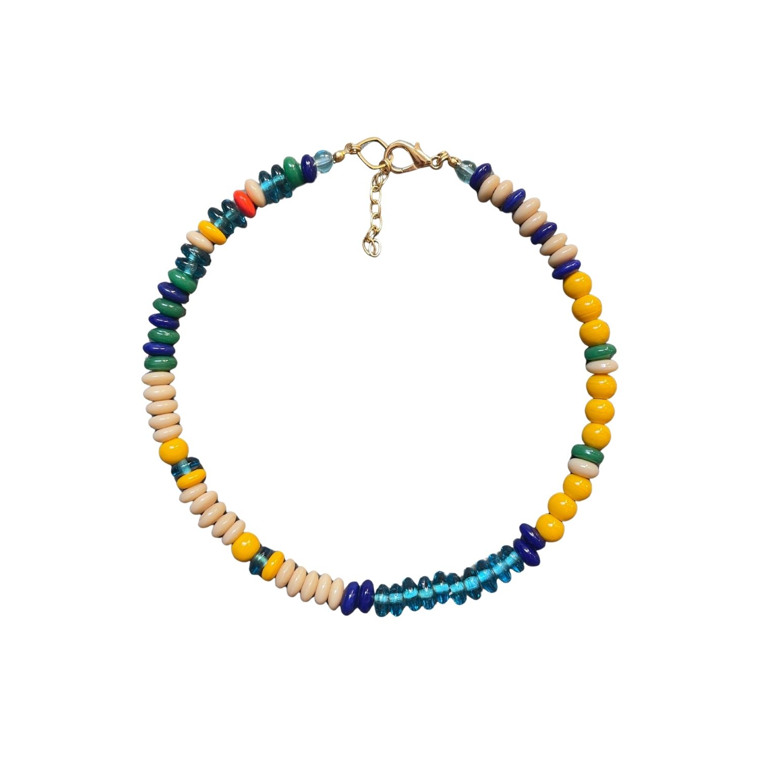 Women's Blue / Neutrals / Yellow Jolene - Bold & Colorful Handmade Beaded Glass Necklace | Desert Lobby
