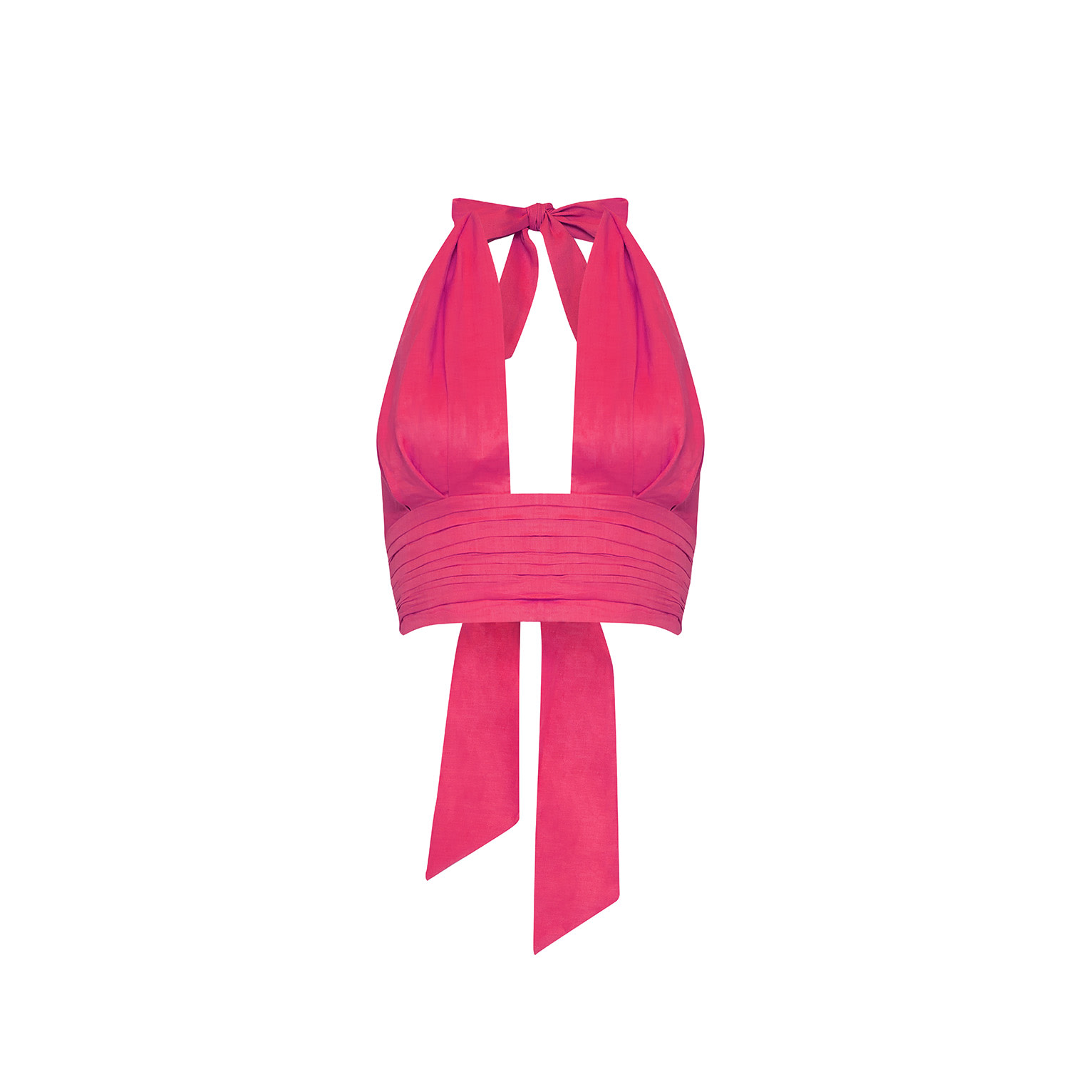 Avenue 8 Women's Pink Linen Draped Crop Top - Fuchsia In Pink
