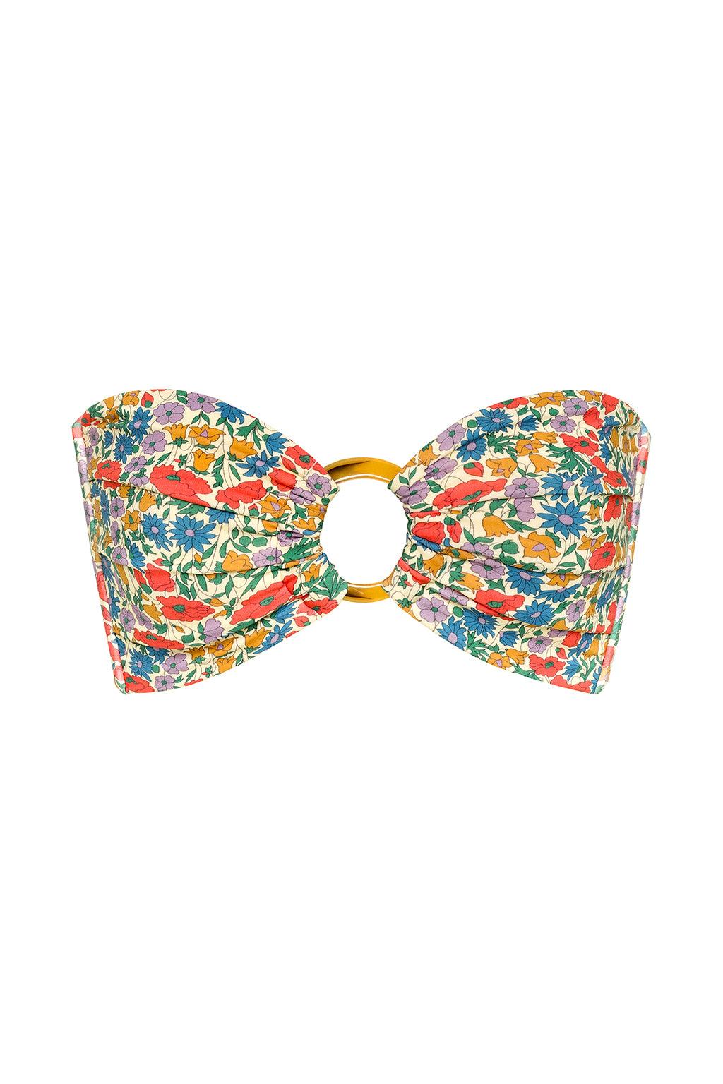 Women's Florencia Floral Tori Ties Bandeau Bikini Top | Medium | Montce Swim