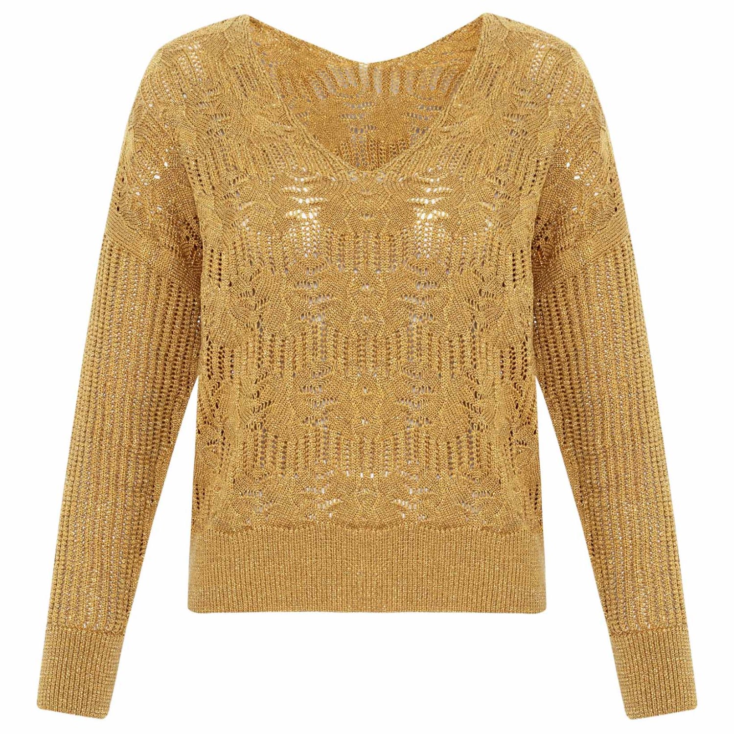 Women’s Rose Gold Scarlet V-Neck Sparkly Pullover In Gold Small Peraluna