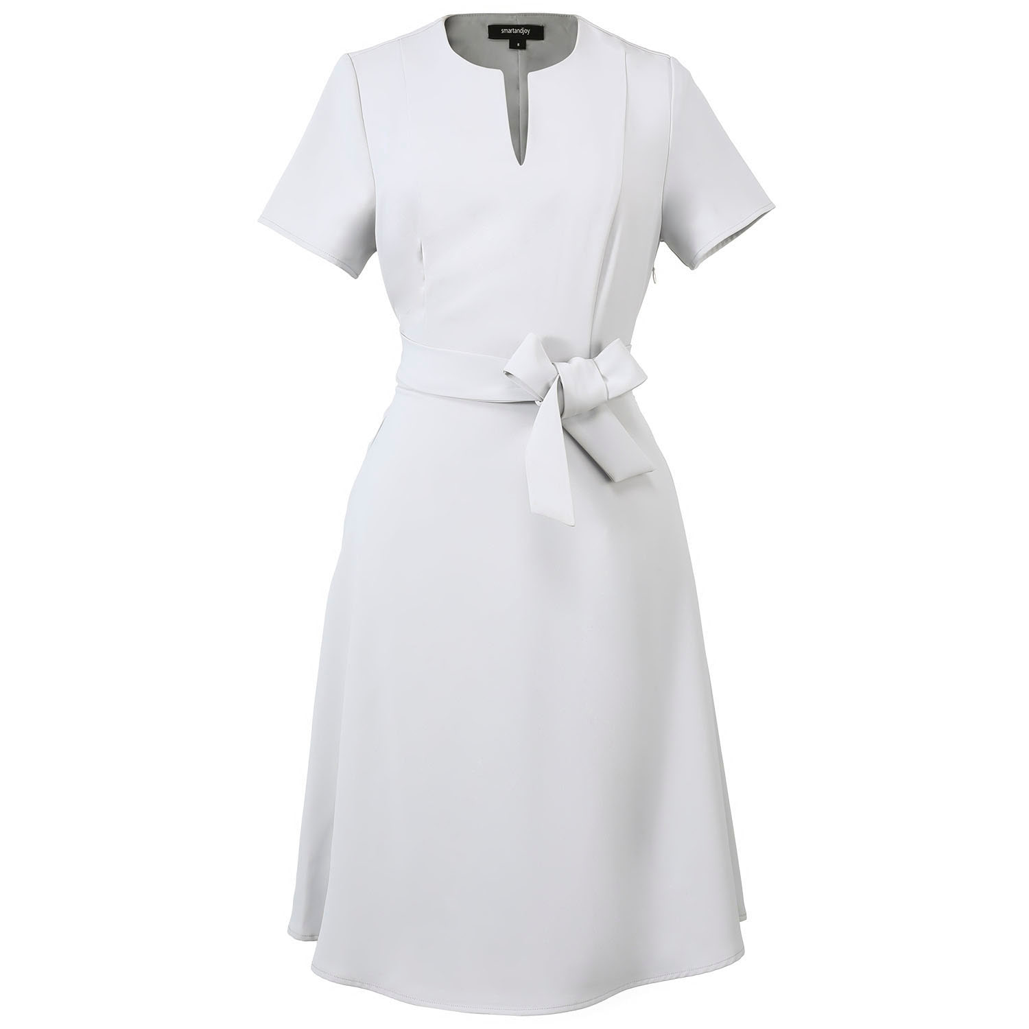 Smart And Joy Women's Neutrals Belted Tailor Dress - Grey