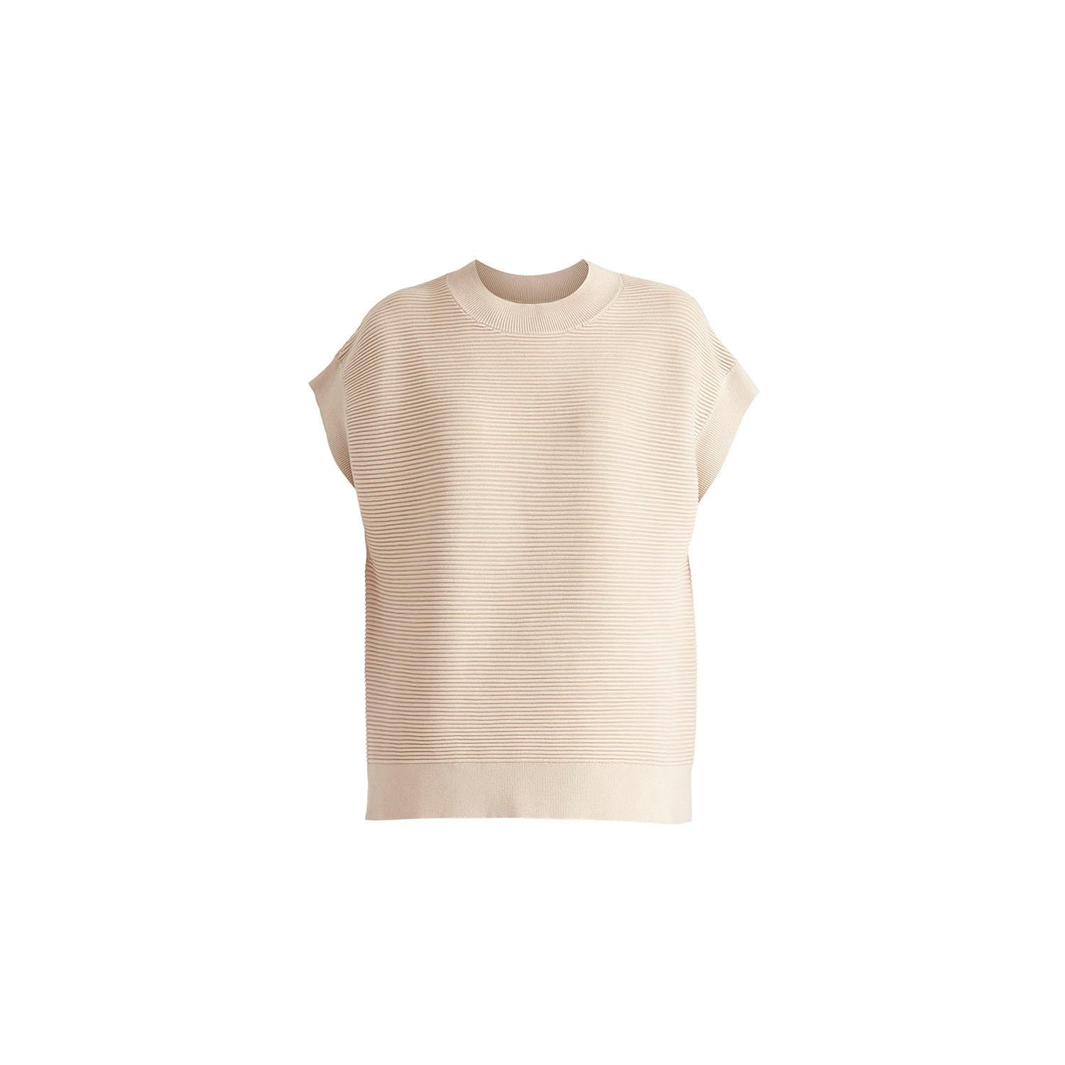 Paisie Women's Neutrals Mock Neck Sleeveless Ribbed Jumper In Beige In Beige