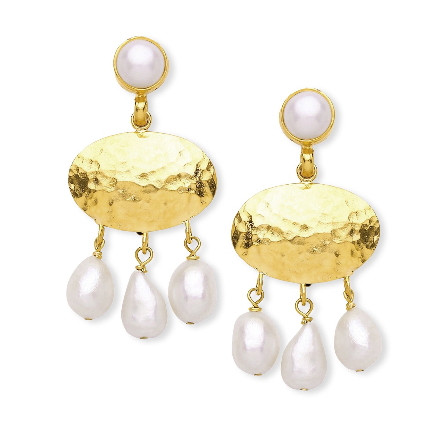 Ottoman Hands Women's Gold Estelle Pearl Drop Stud Earrings