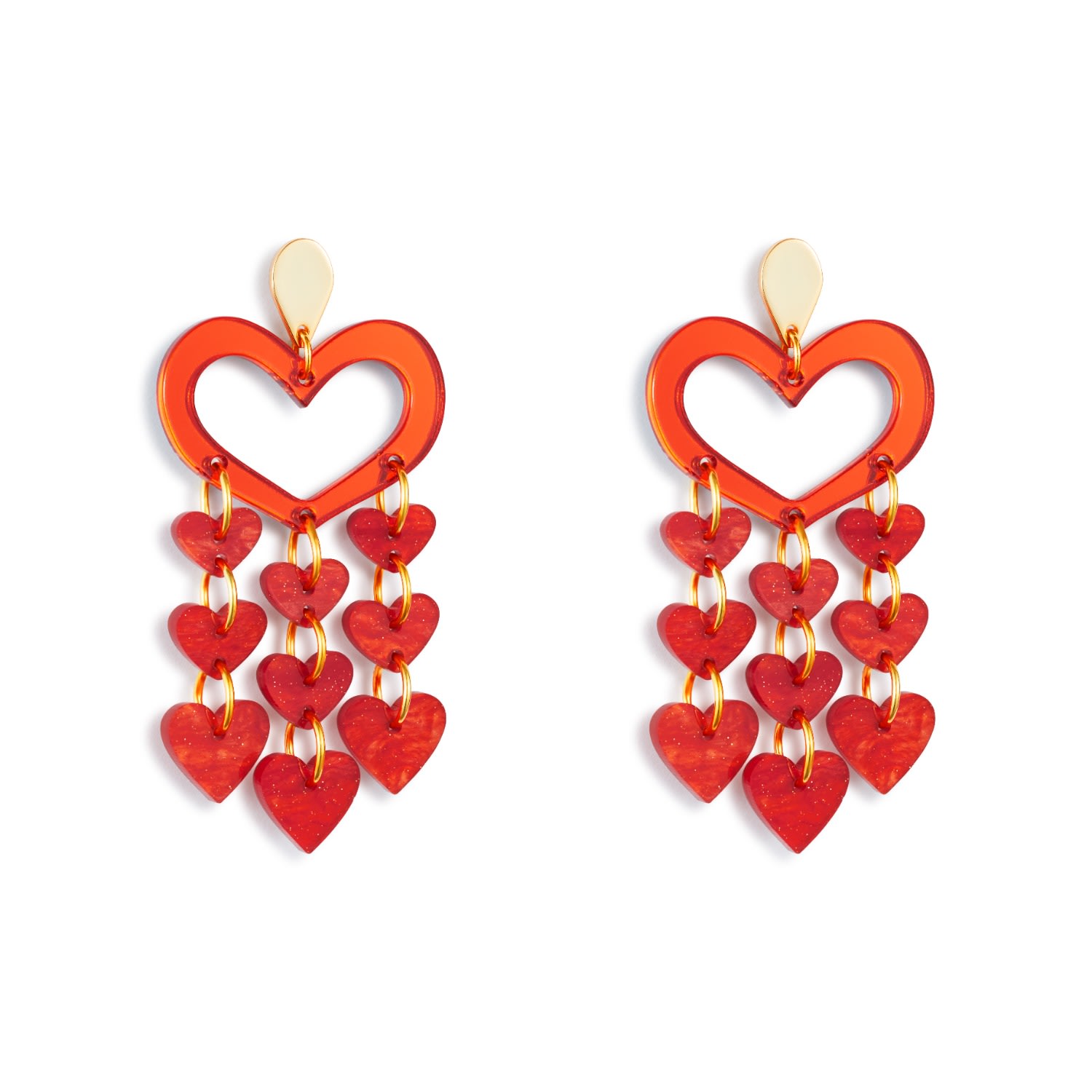 Toolally Women's Orange / Red Heart Chandeliers - Sienna Red In Red
