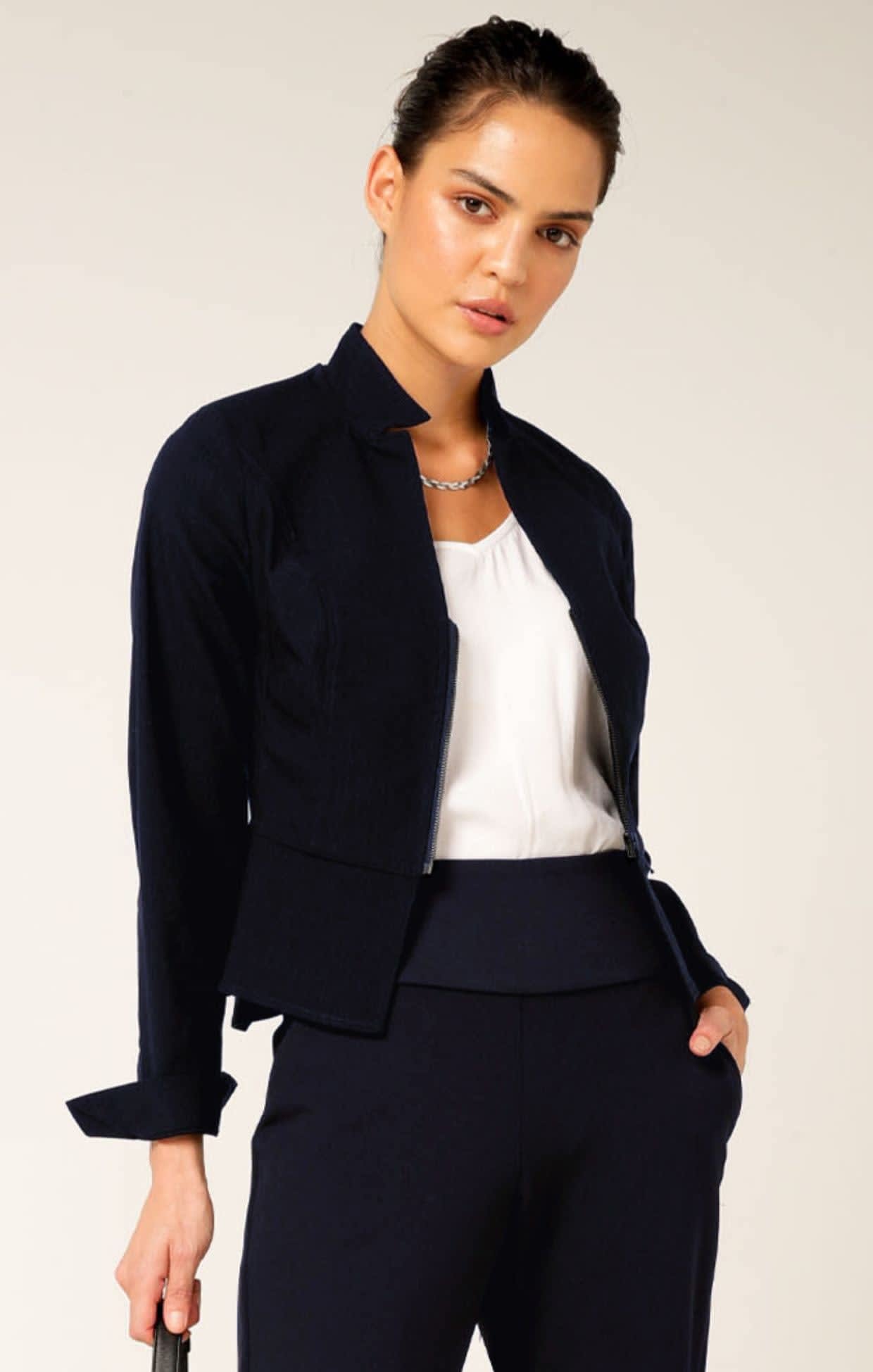 Navy peplum blazer sale