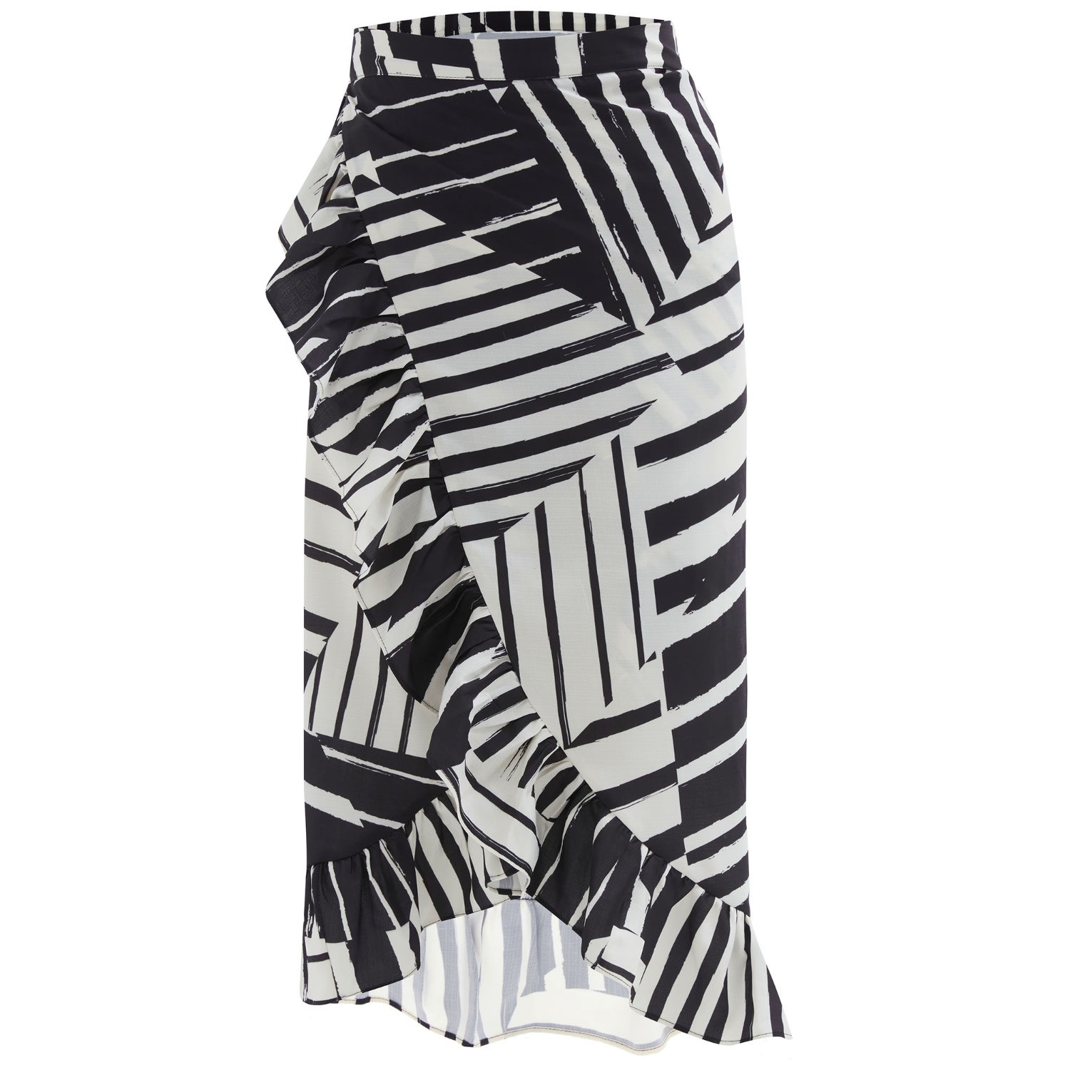 Women’s Black / White Hanita Ruffled Pareo Skirt In Black/White One Size Peraluna