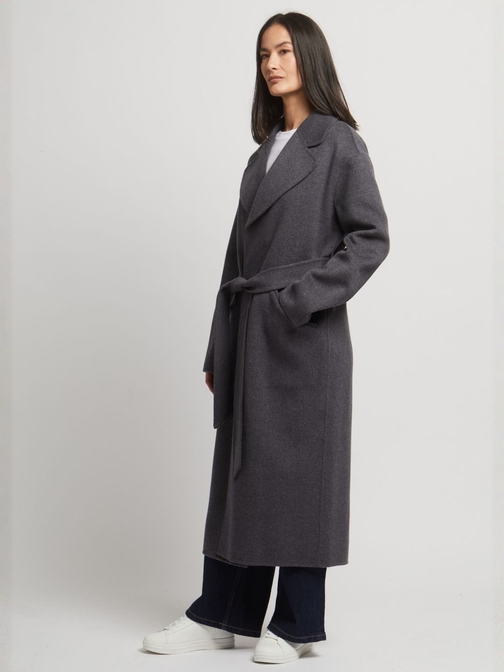 Guards London Women's Grey Kelly Belted Wool Cashmere Long Coat - Pewter In Gray