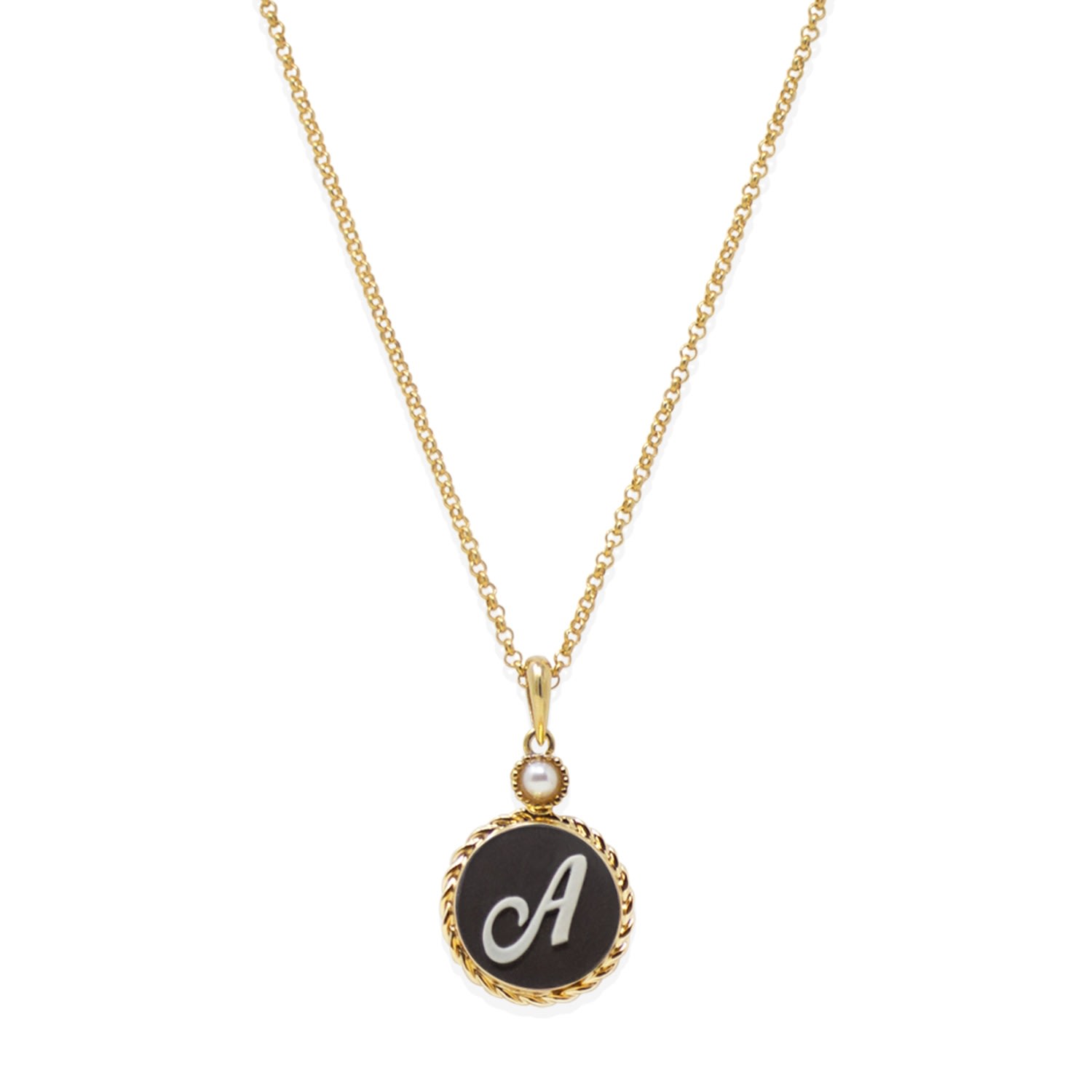 Vintouch Italy Women's Gold / Black Gold Vermeil Black Cameo Initial Necklace In Multi