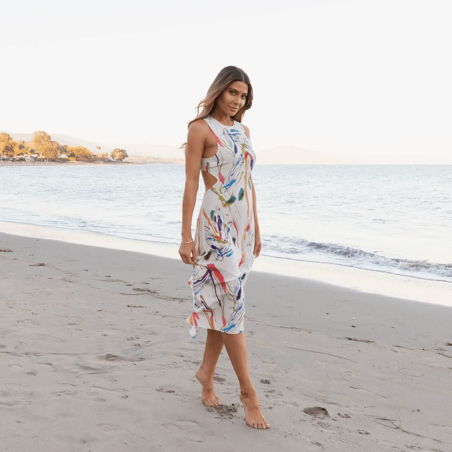 cut out holiday dress Summerland Cut-Out Midi Paint Splatter / XS bodycon cut out dress
