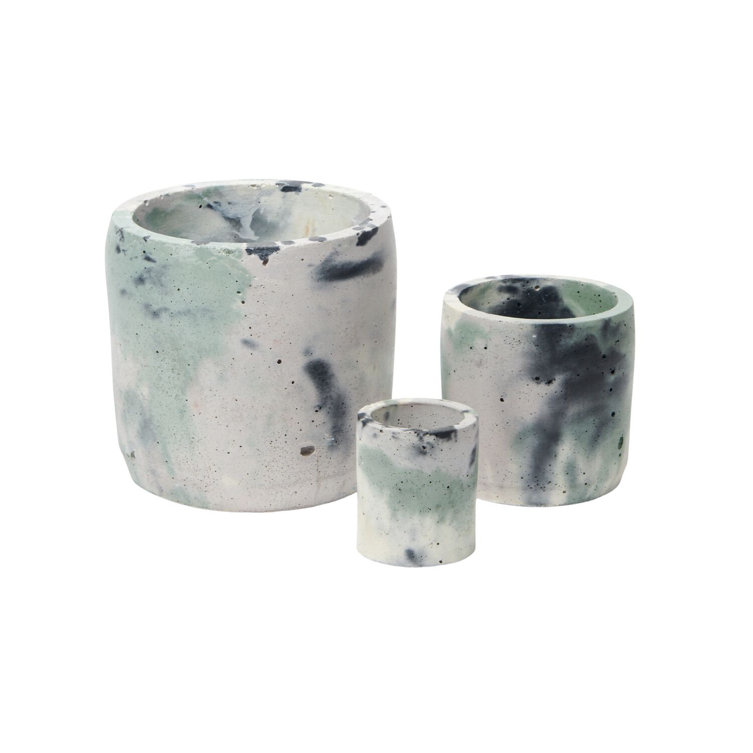 Green / Grey / Pink Concrete Plant Pot Set - Green And Lilac Smith & Goat