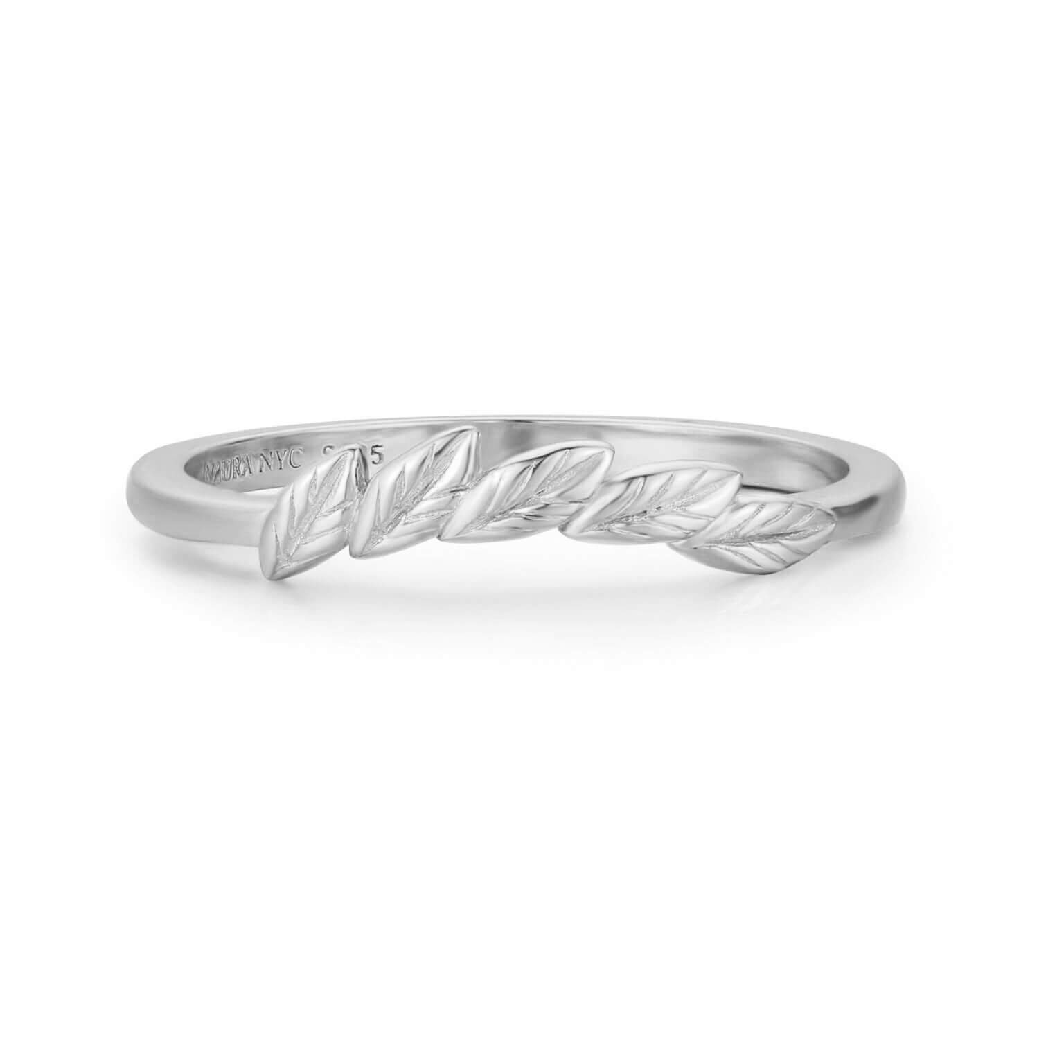 Women’s Silver Leafy Serenity Ring White Gold Vermeil Azura Jewelry New York