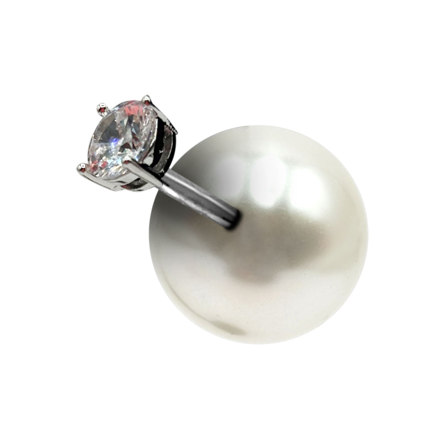 Michael Nash Jewelry Women's Neutrals / Silver / White Pearl And Cubic Zirconium Set In Rhodium Earring