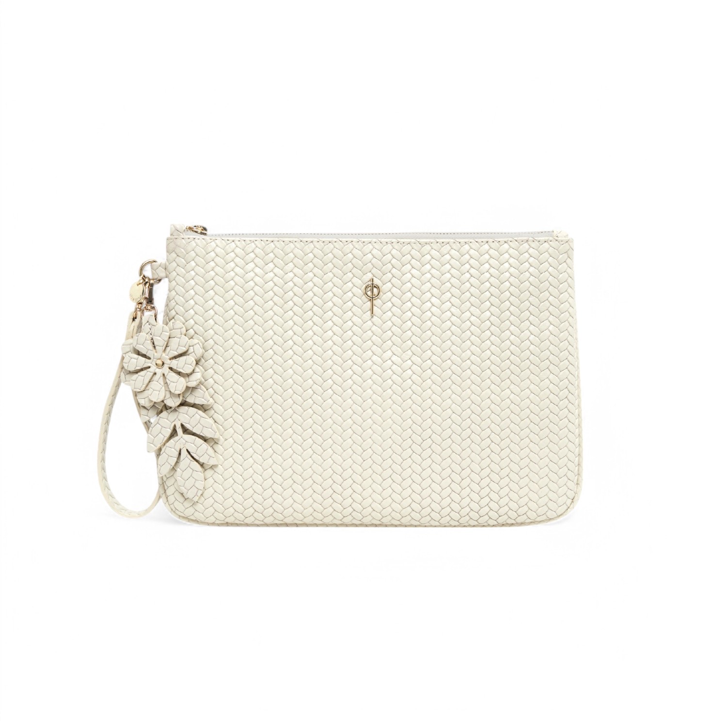 Otrera Women's White Braided Clutch Beige