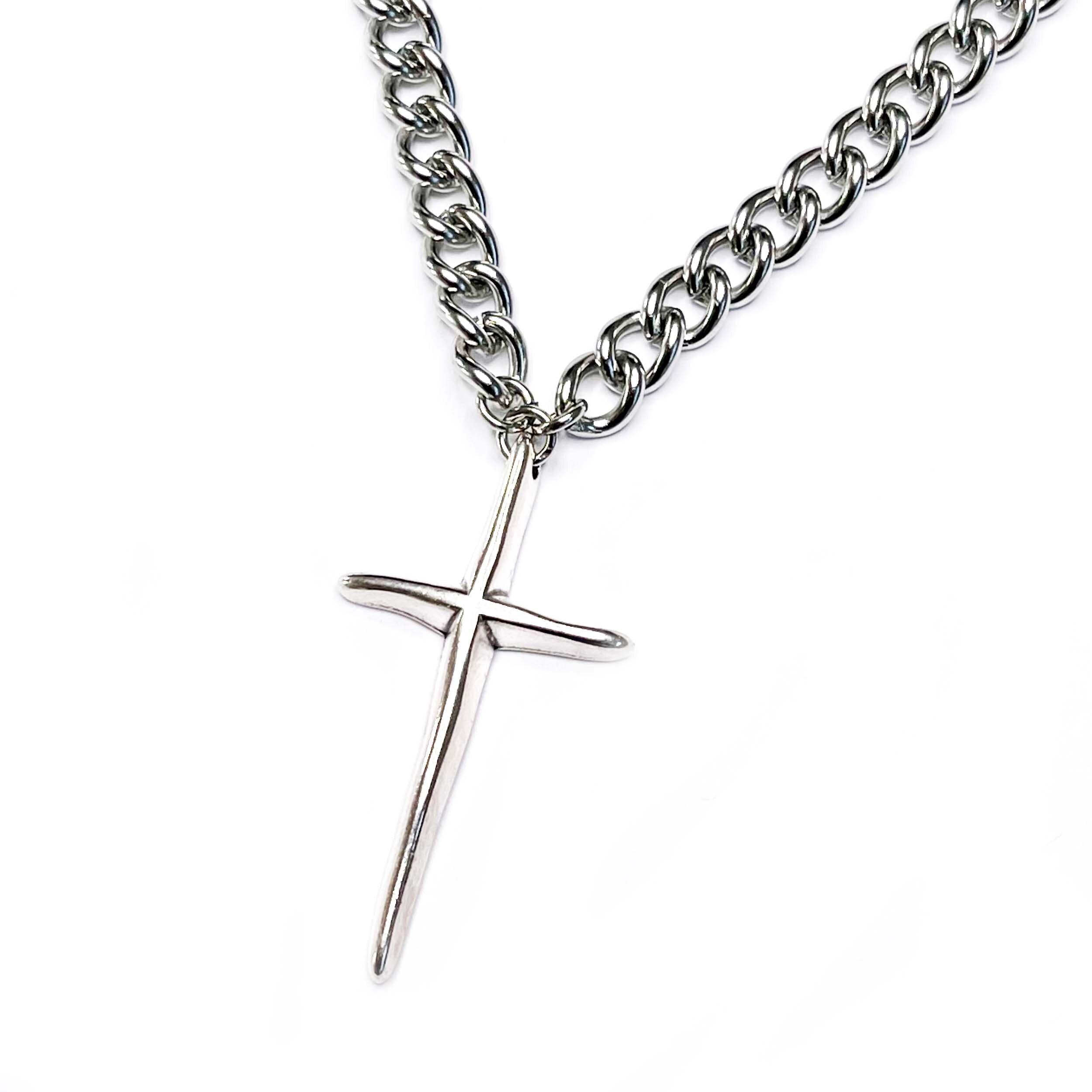 Men’s Silver Cross Chain Necklace Mhart